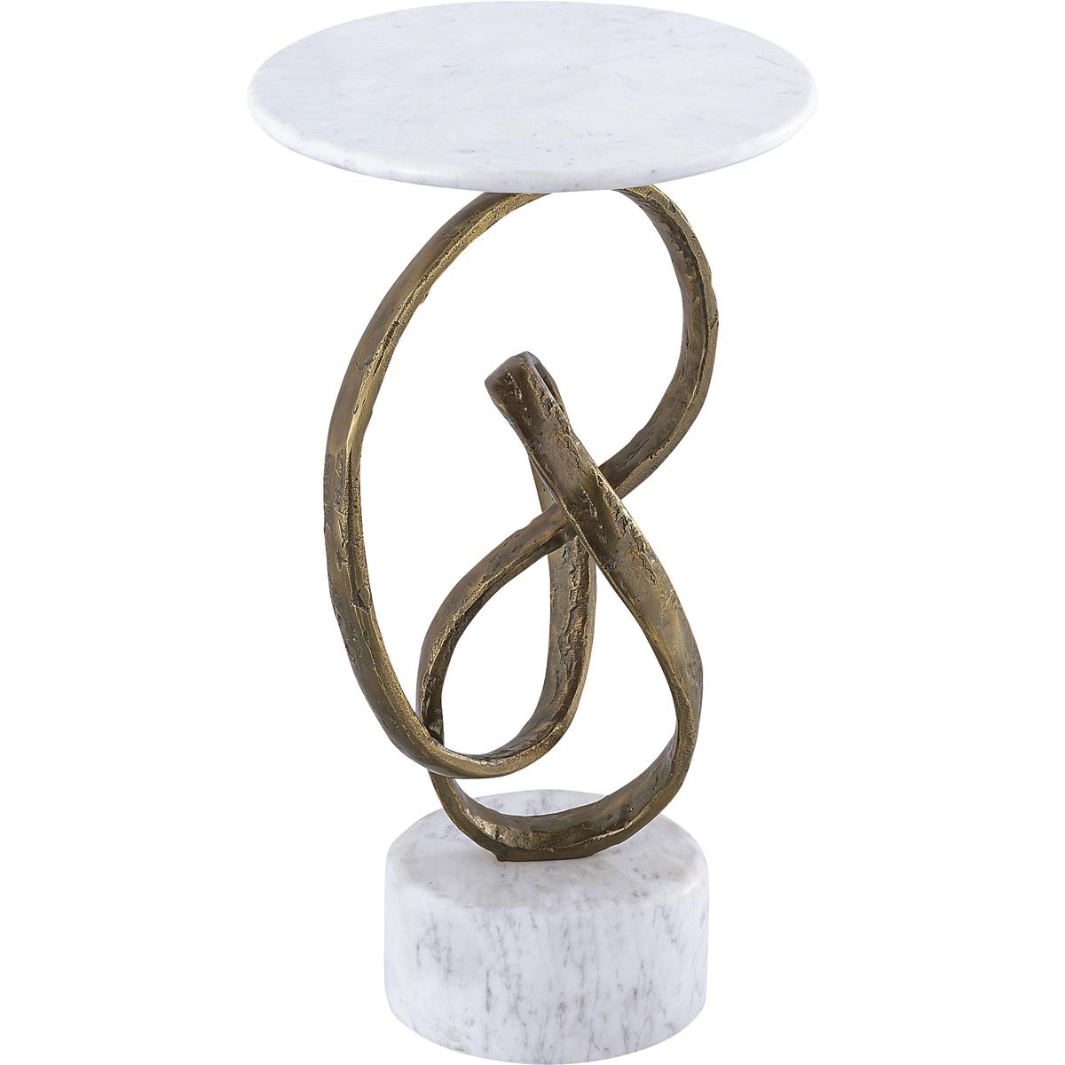 Currey & Company 4000-0196 Ruban 14 inch Antique Brass and Natural Accent Table