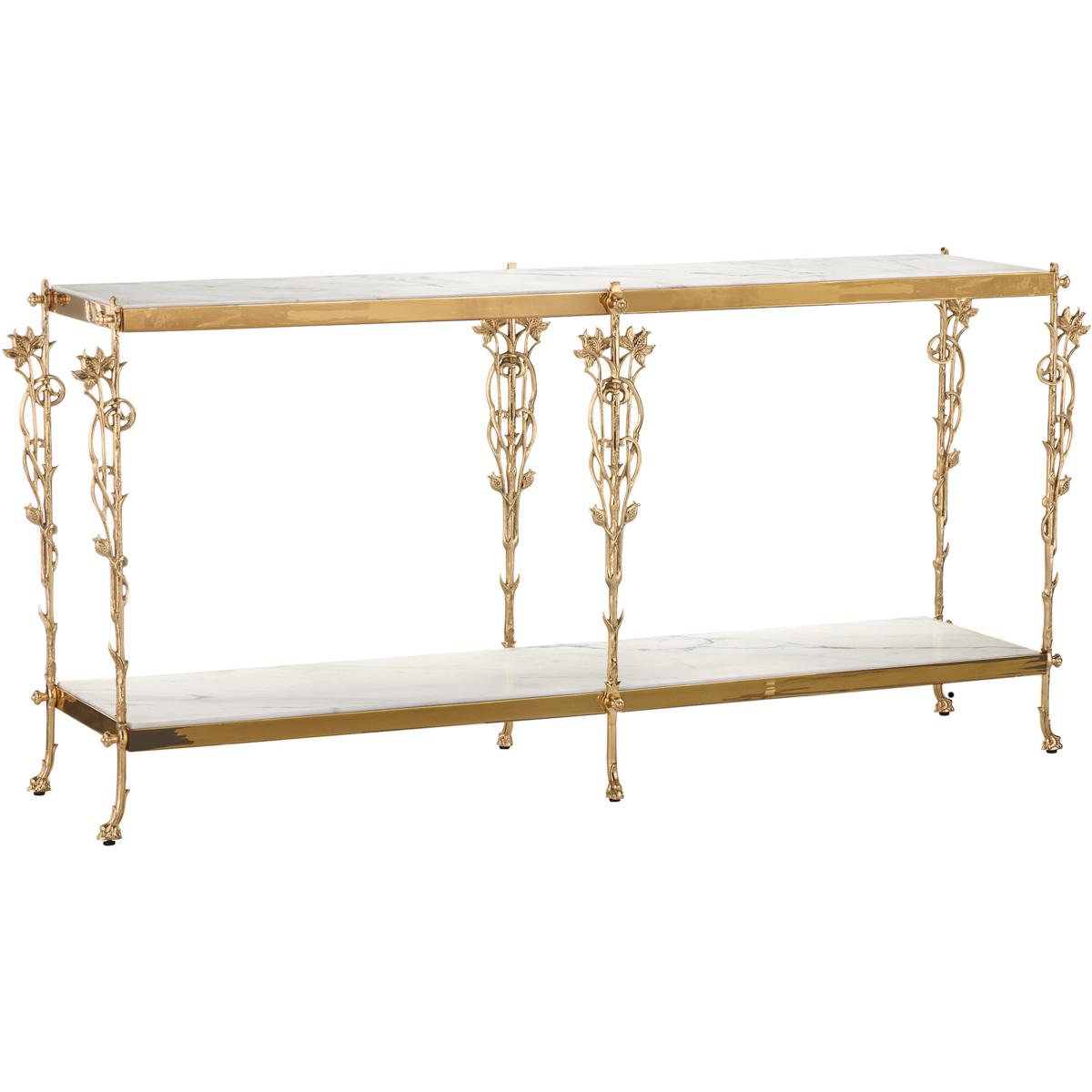 Currey & Company 4000-0205 Fiore 72 inch Polished Brass and Natural Console Table