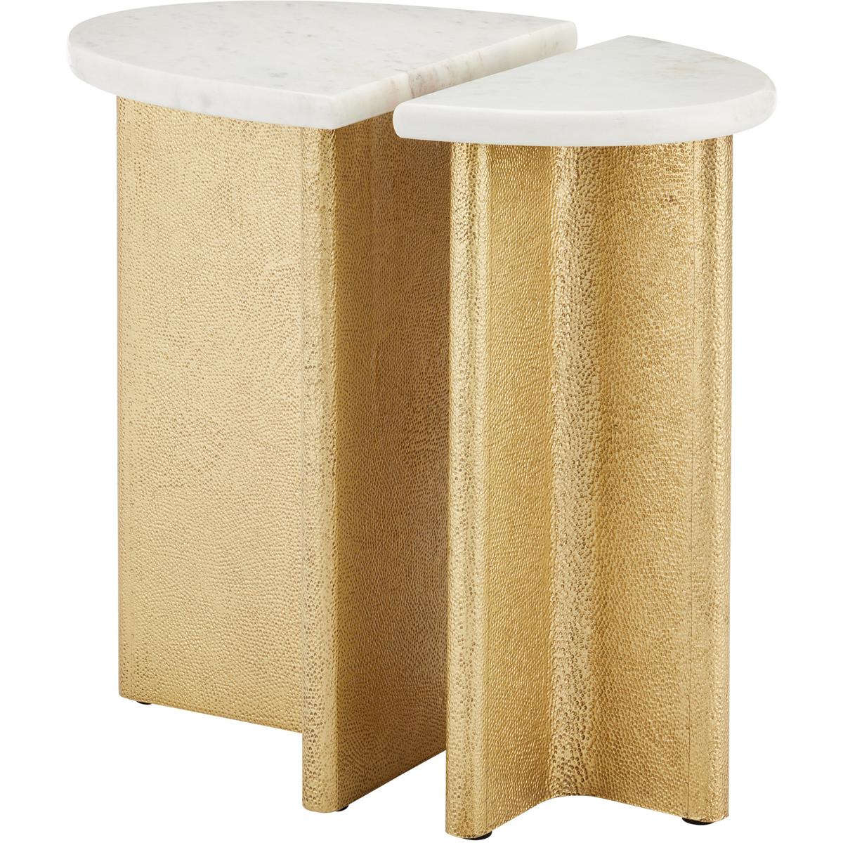 Currey & Company 4000-0233 Doublet 20.25 X 13 inch White and Antique Brass Accent Tables, Set of 2