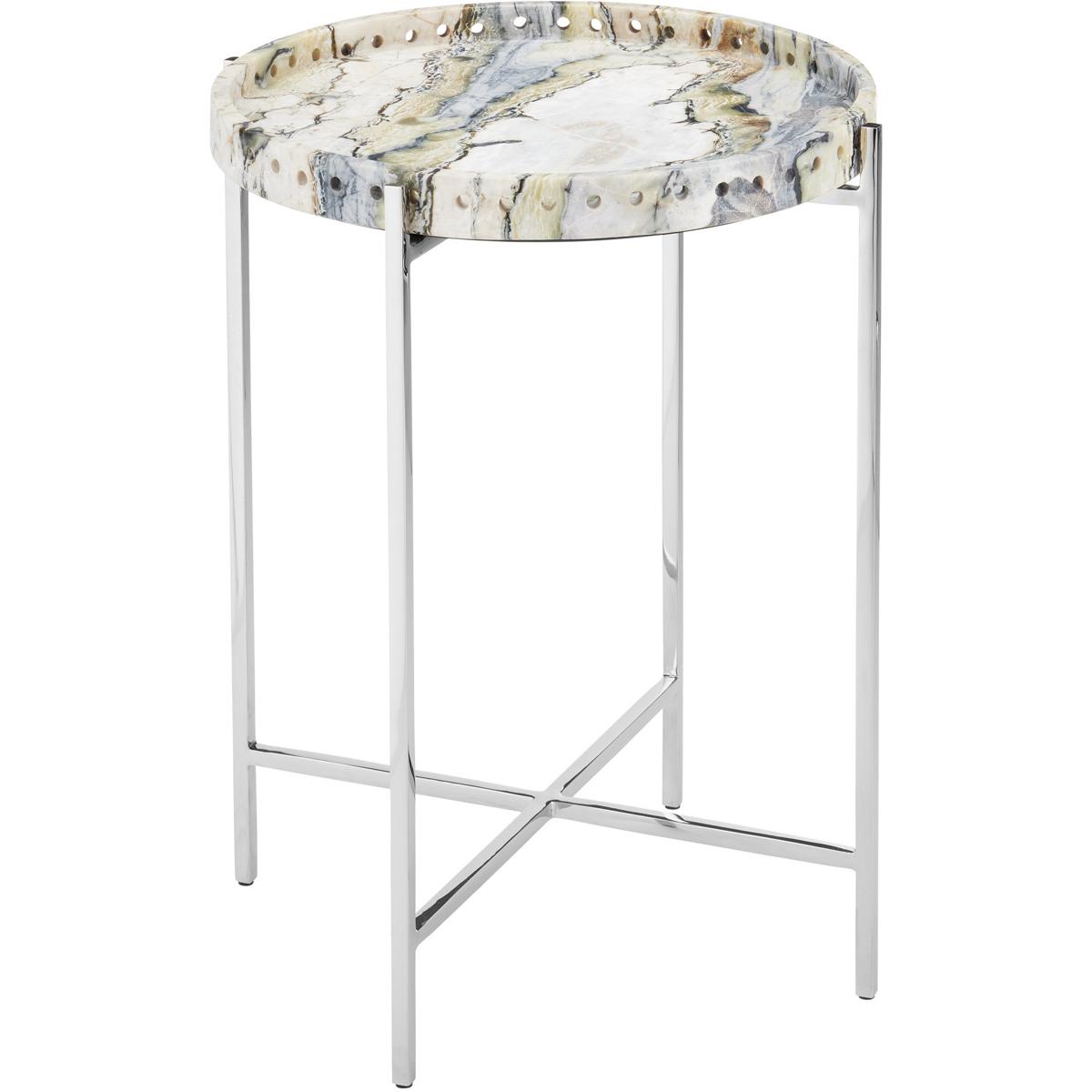 Currey & Company 4000-0242 Freya 16.75 inch Natural and Nickel Accent Table