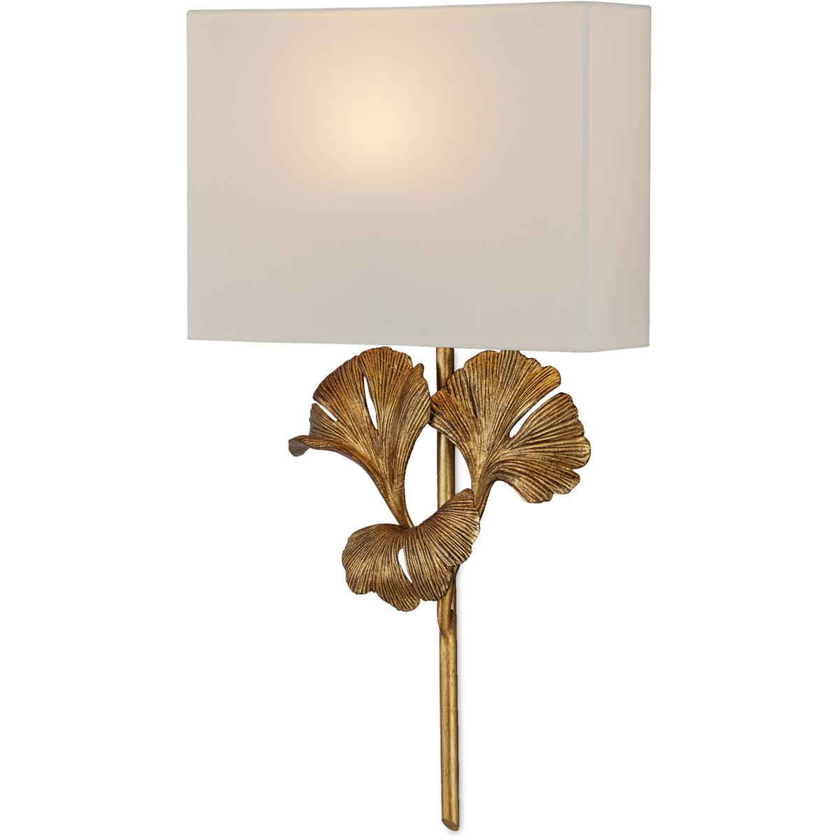 Currey & Company 5178 Gingko 1 Light 14 inch Chinois Antique Gold Leaf ADA Wall Sconce Wall Light