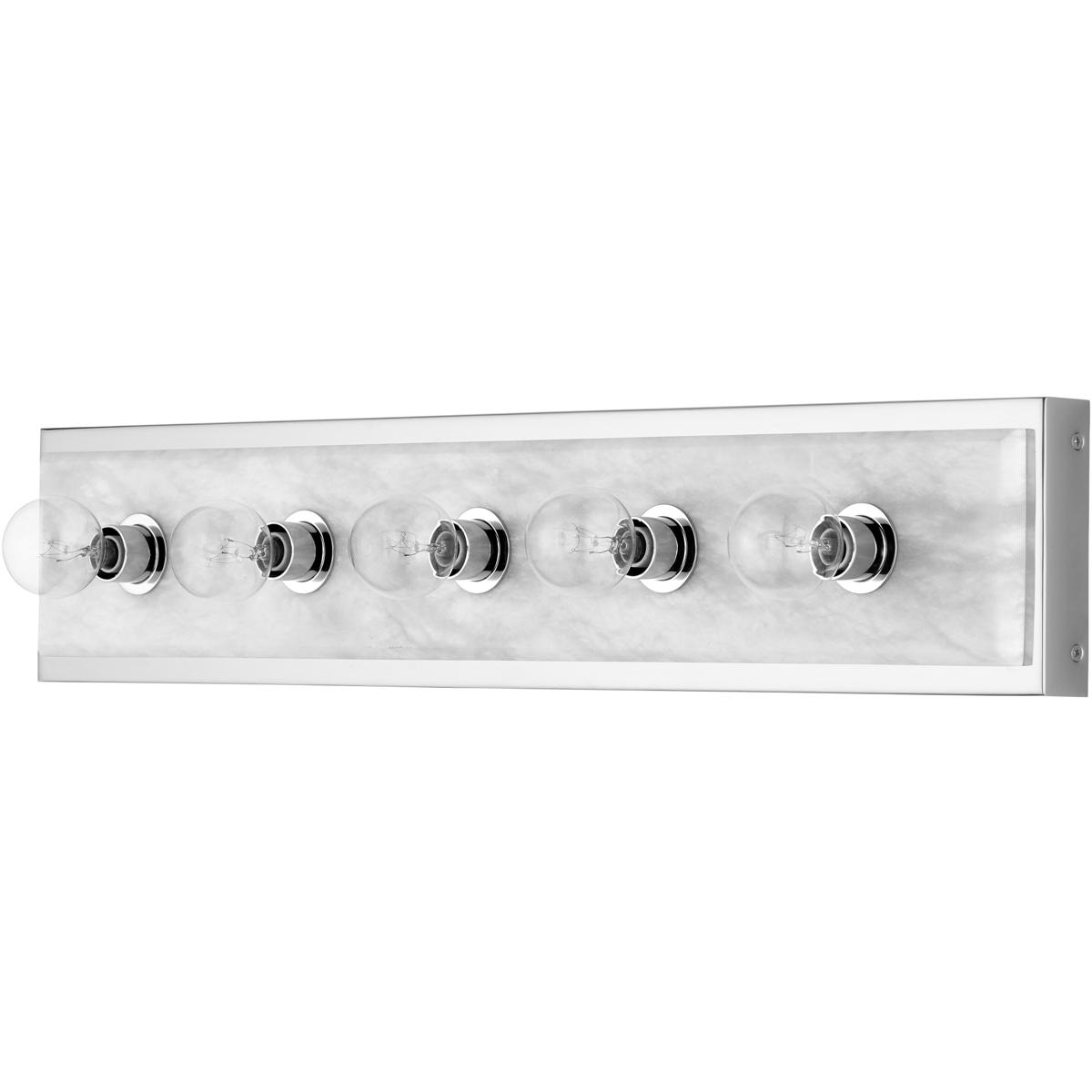 Currey & Company 5800-0057 Berdine 5 Light 5 inch Natural/Polished Nickel Bath Bar Wall Light, Large