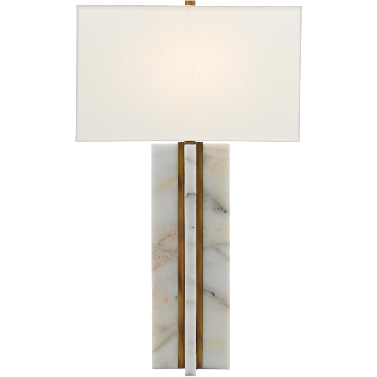 Currey & Company 6000-0250 Khalil 32.5 inch 150 watt Marble/Antique Brass Table Lamp Portable Light