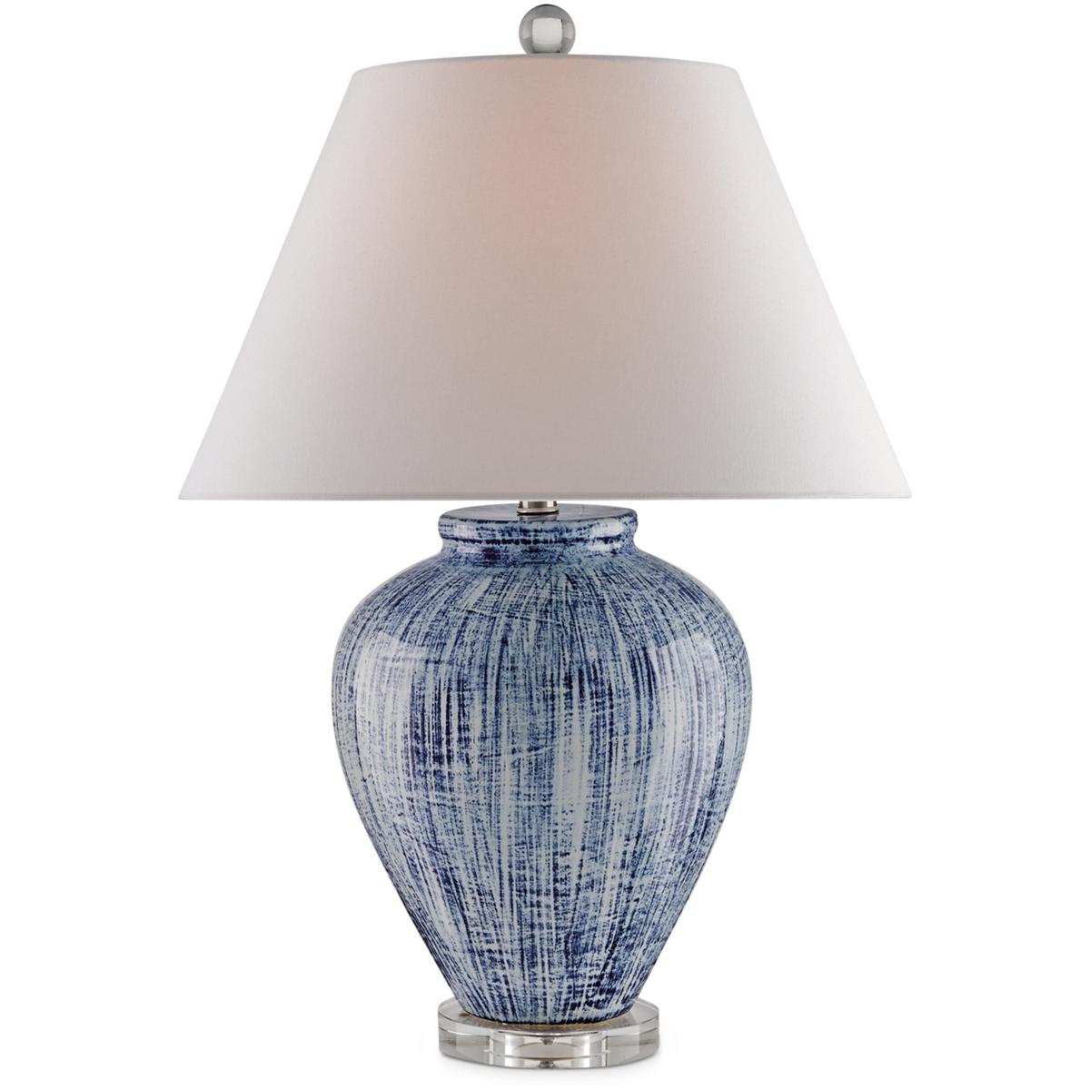 Currey & Company 6224 Malaprop 27.5 inch 150 watt Blue and White and Clear Table Lamp Portable Light
