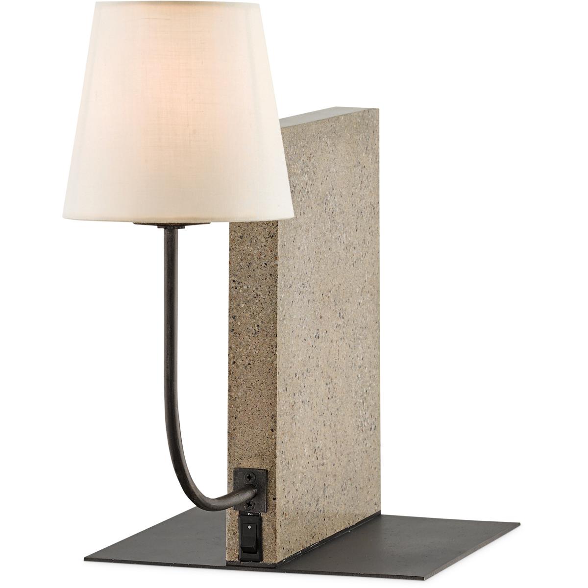 Currey & Company 6555 Oldknow 16 inch 25 watt Polished Concrete and Aged Steel Bookcase Lamp Portable Light