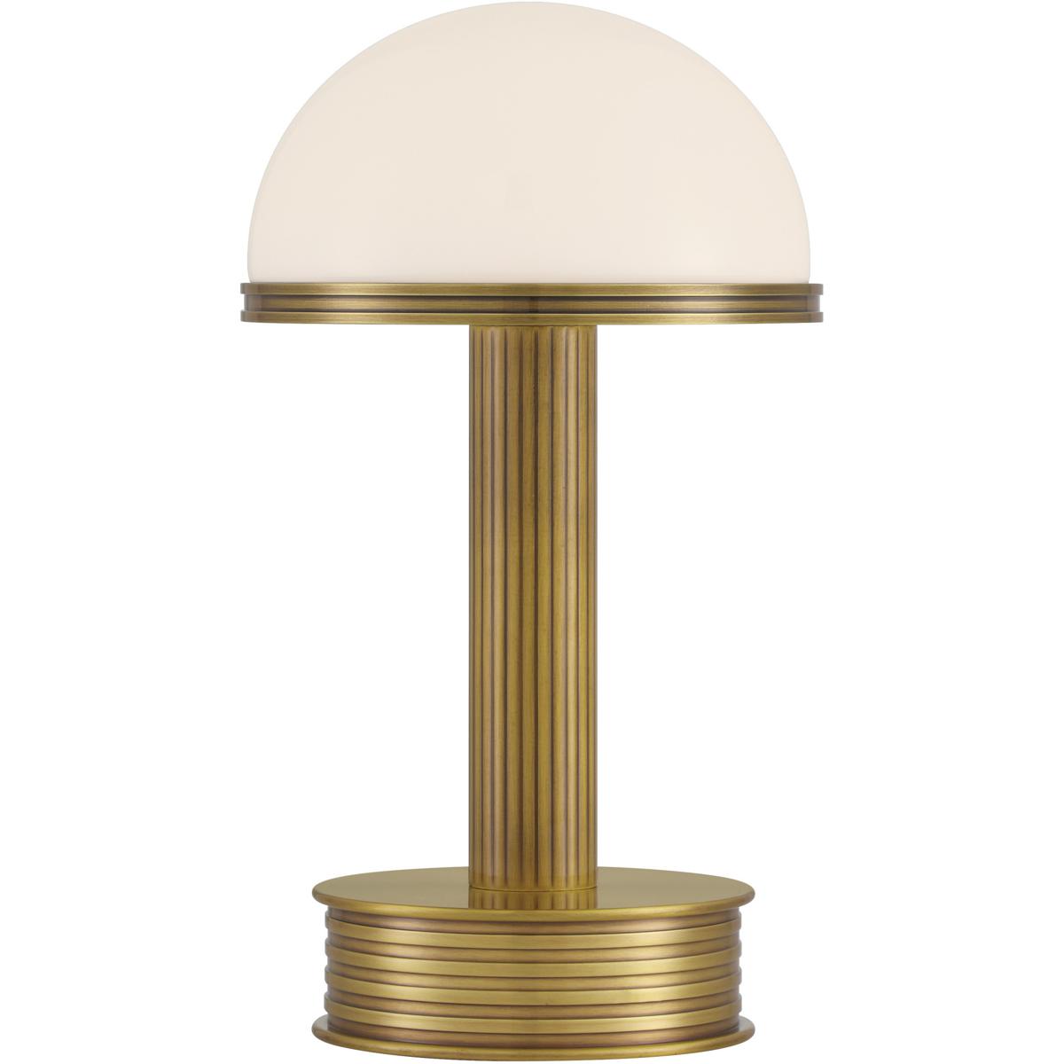 Currey & Company 6700-0006 Promenade 10.25 inch 2 watt Polished Antique Brass and White Cordless Table Lamp Portable Light