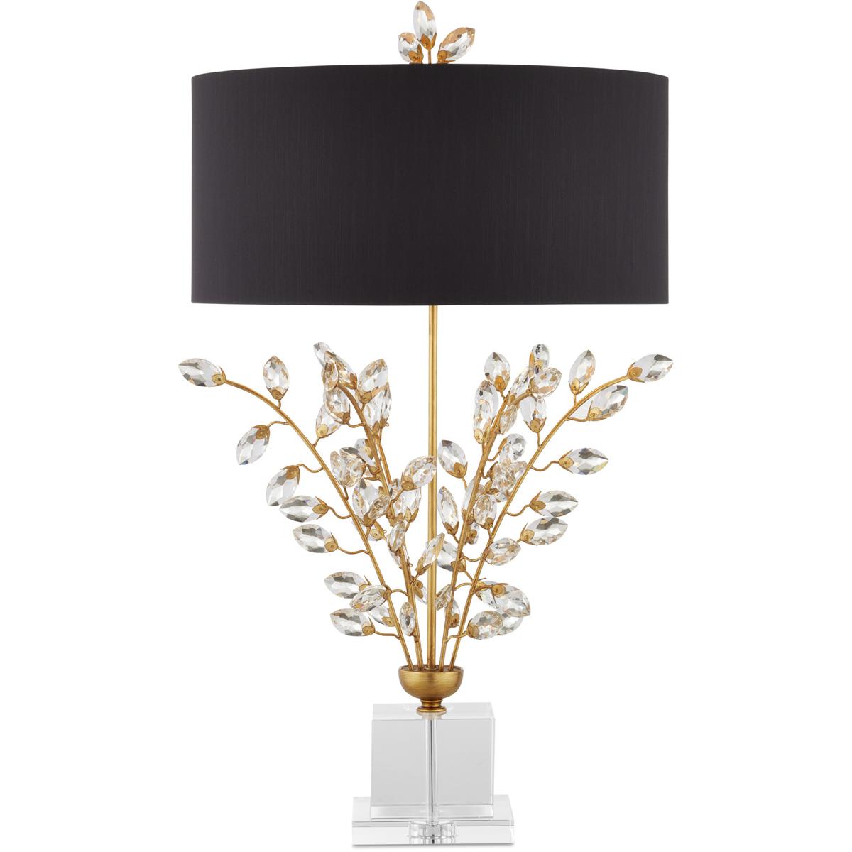 Currey & Company 6983 Forget-Me-Not 32.25 inch 75 watt Clear and Chinois Gold Leaf Table Lamp Portable Light