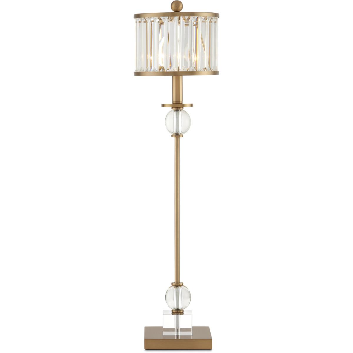 Currey & Company 6986 Parfait 33 inch 75 watt Clear and Antique Brass Table Lamp Portable Light