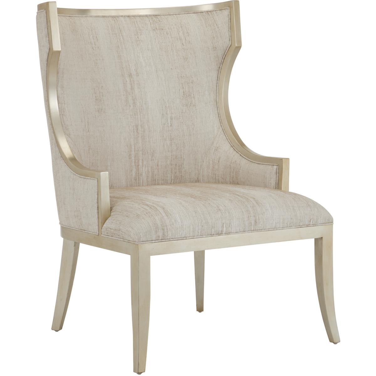 Currey & Company 7000-0642 Garson Silver Leaf and Fresh Files Linen Chair