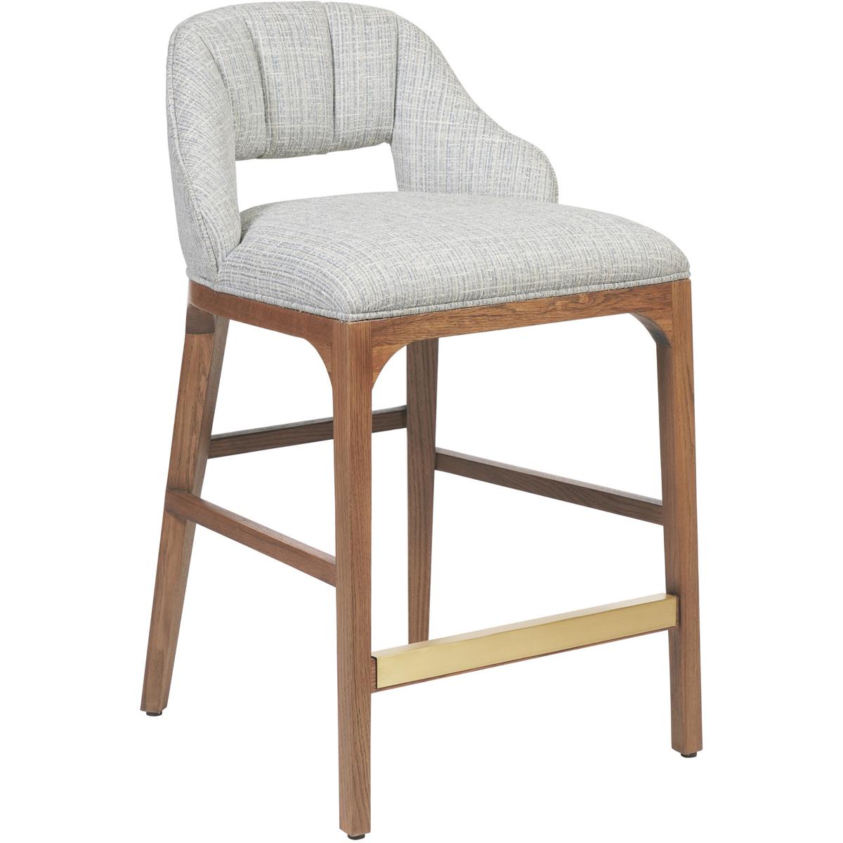 Currey & Company 7000-0822 Inga 34 inch Morel Brown and Brushed Brass and Greenlight Powder Counter Stool