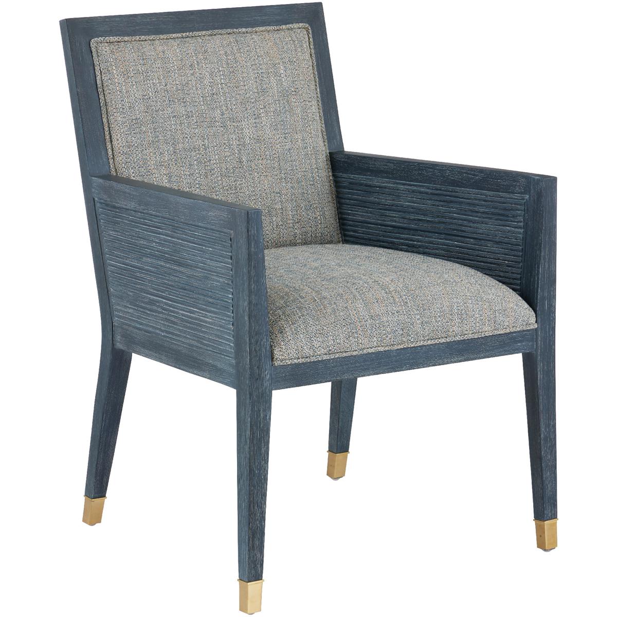 Currey & Company 7000-0852 Santos Vintage Navy and Satin Brass and Barrett Dusk Armchair