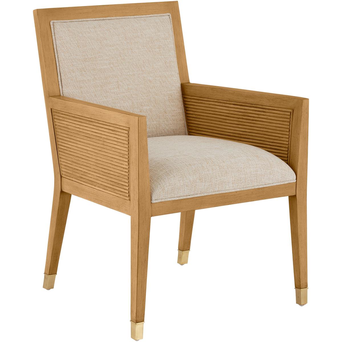 Currey & Company 7000-0862 Santos Sea Sand and Satin Brass and Liller Malt Armchair