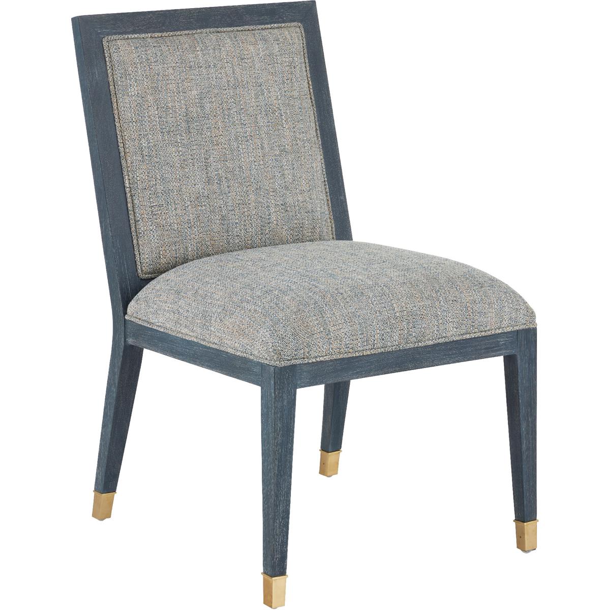 Currey & Company 7000-0872 Santos Vintage Navy and Satin Brass and Barrett Dusk Side Chair