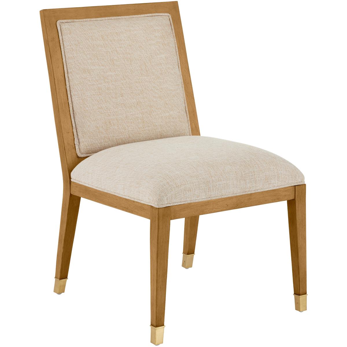 Currey & Company 7000-0882 Santos Sea Sand and Satin Brass and Liller Malt Side Chair