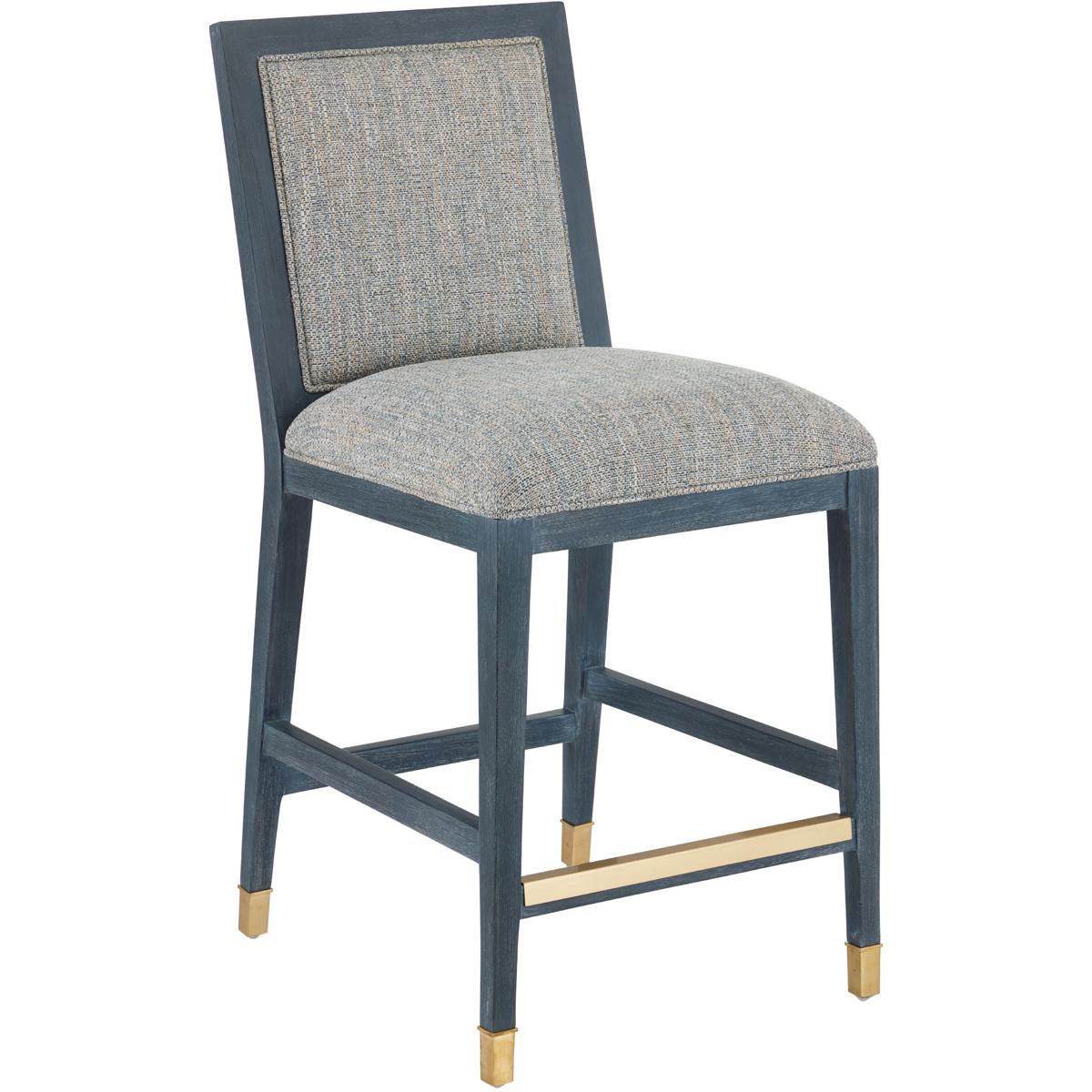 Currey & Company 7000-0902 Santos 40 inch Vintage Navy and Satin Brass and Barrett Dusk Counter Stool