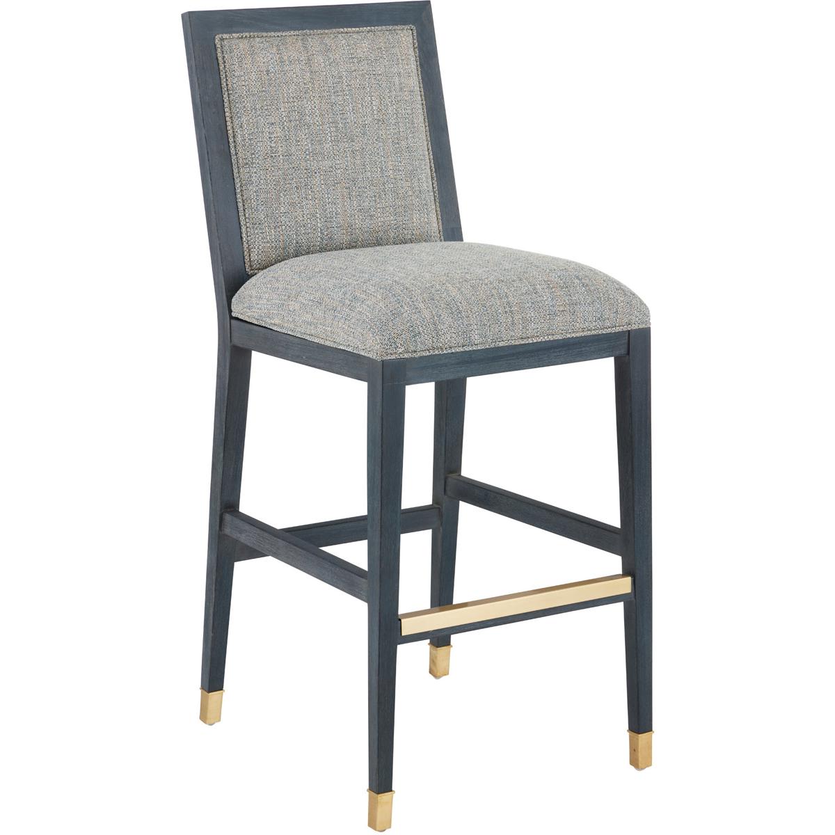 Currey & Company 7000-0922 Santos 44 inch Vintage Navy and Satin Brass and Barrett Dusk Bar Stool