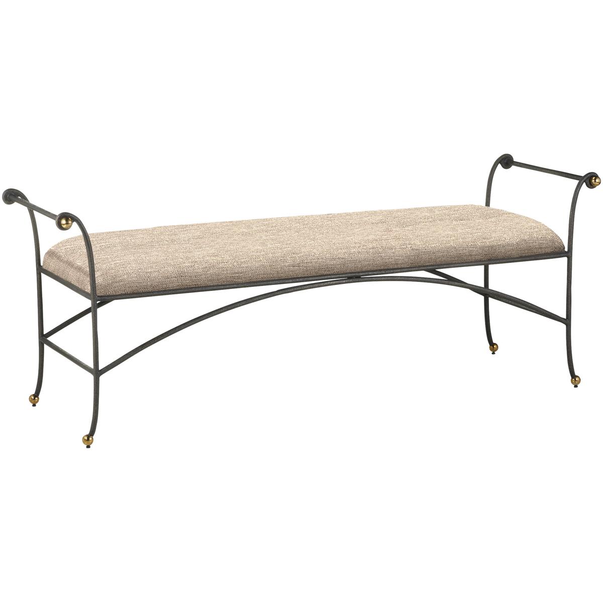 Currey & Company 7000-0932 Mabel Antique Black and Polished Brass Bench