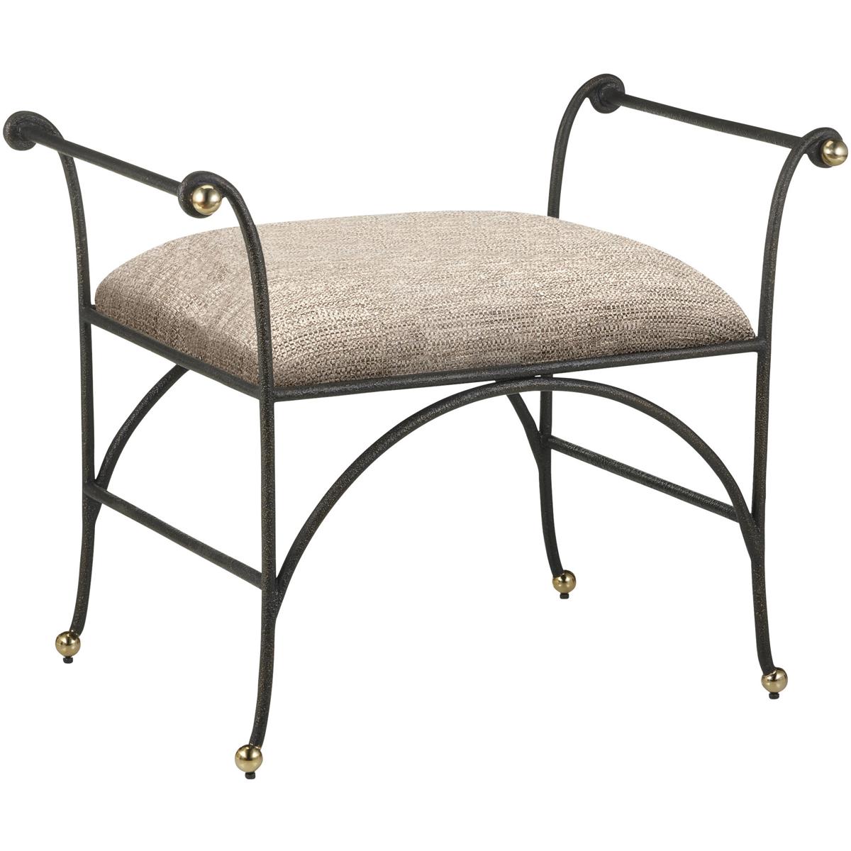 Currey & Company 7000-0942 Mabel 24.25 inch Antique Black and Polished Brass Ottoman