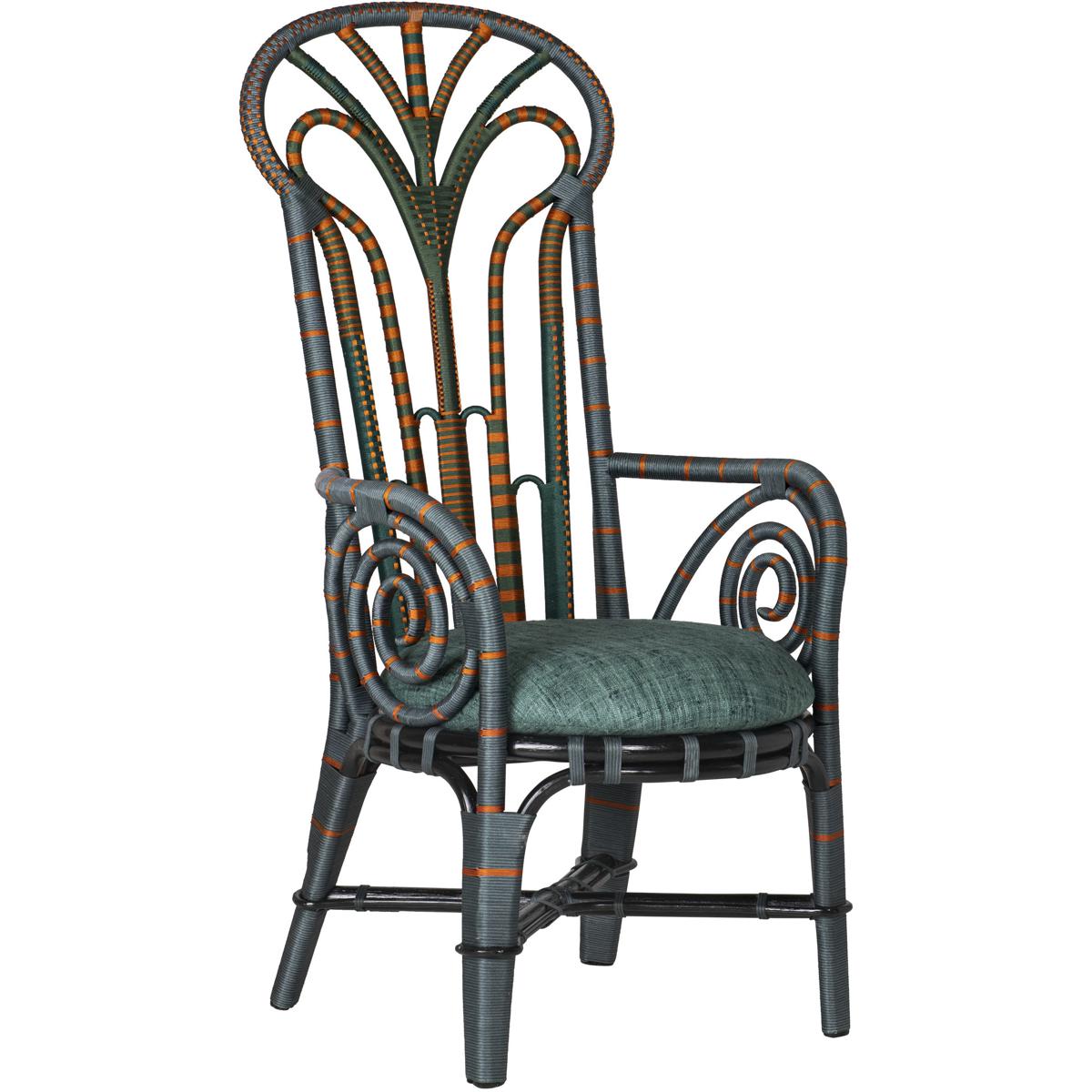 Currey & Company 7000-1052 Benin Throne Green and Orange and Trevino Julep Accent Chair
