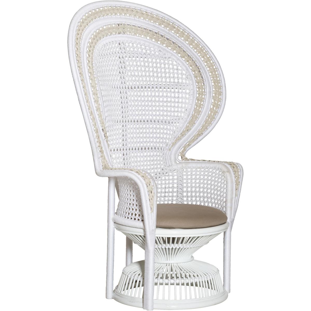 Currey & Company 7000-1072 Emanuelle White and Natural and Linho Sand Accent Chair