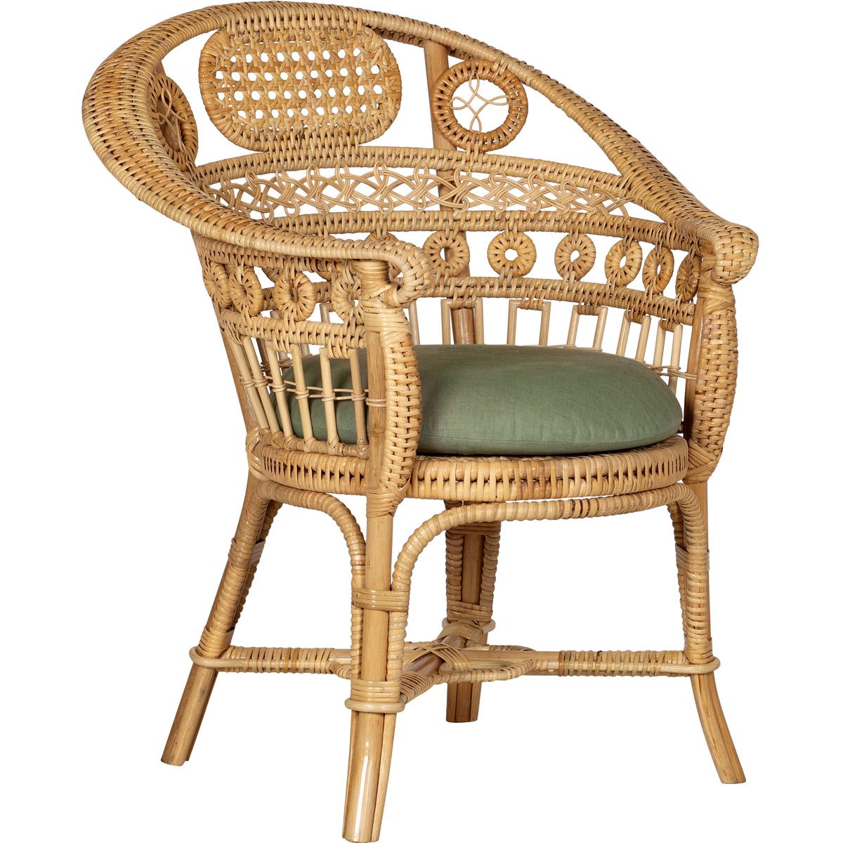 Currey & Company 7000-1082 Eugenie Natural and Green and Linho Loden Accent Chair