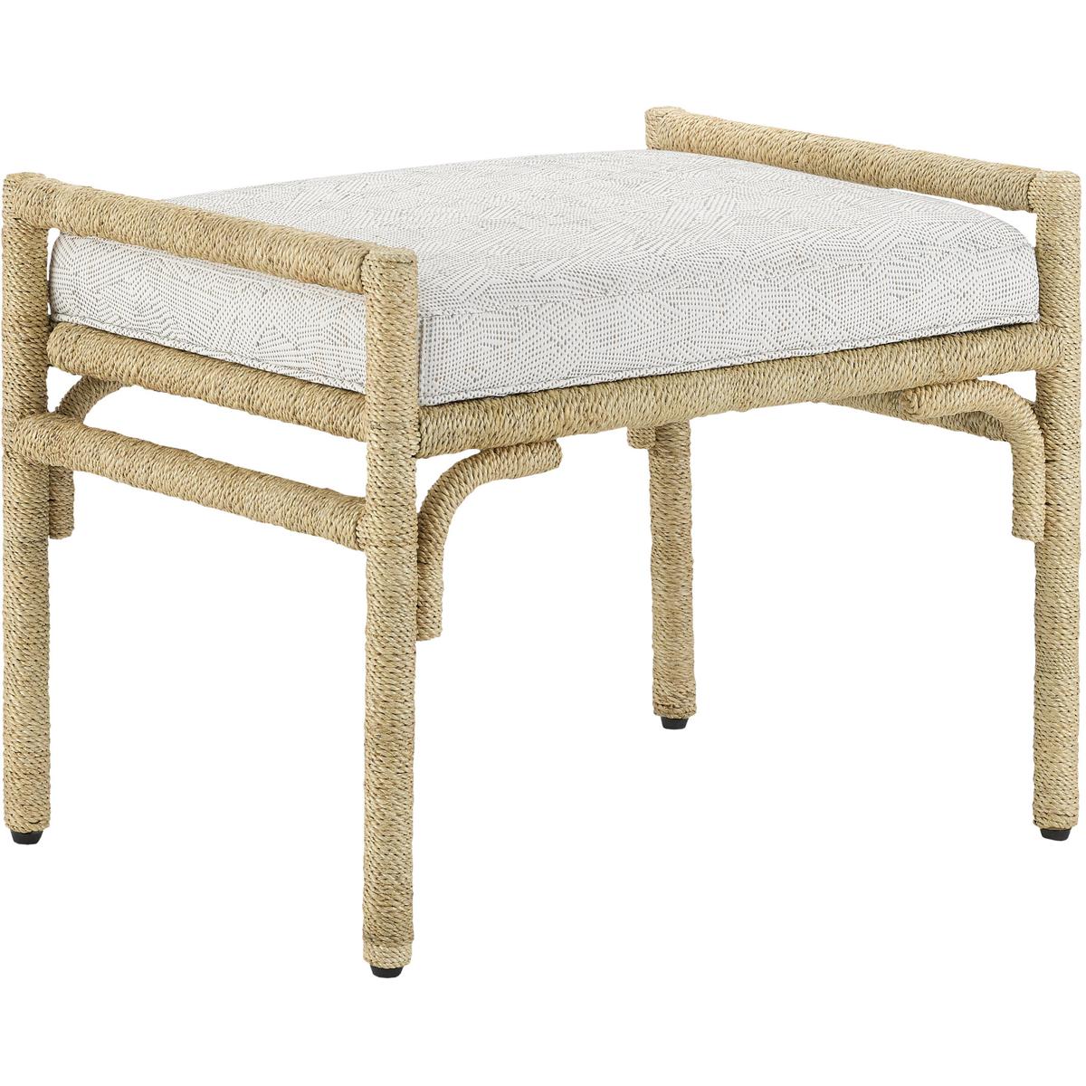Currey & Company 7000-1162 Olisa 18.5 inch Natural and Rowann Pearl Ottoman