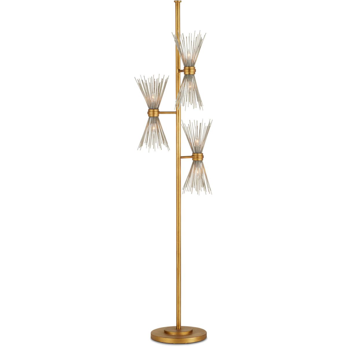 Currey & Company 8000-0046 Novatude 71 inch 60 watt Antique Gold Leaf Floor Lamp Portable Light