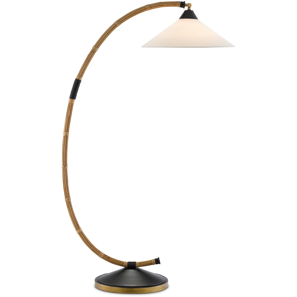 Currey & Company 8000-0088 Lisbon 61.5 inch 150 watt Natural and Satin Black and Brass Floor Lamp Portable Light