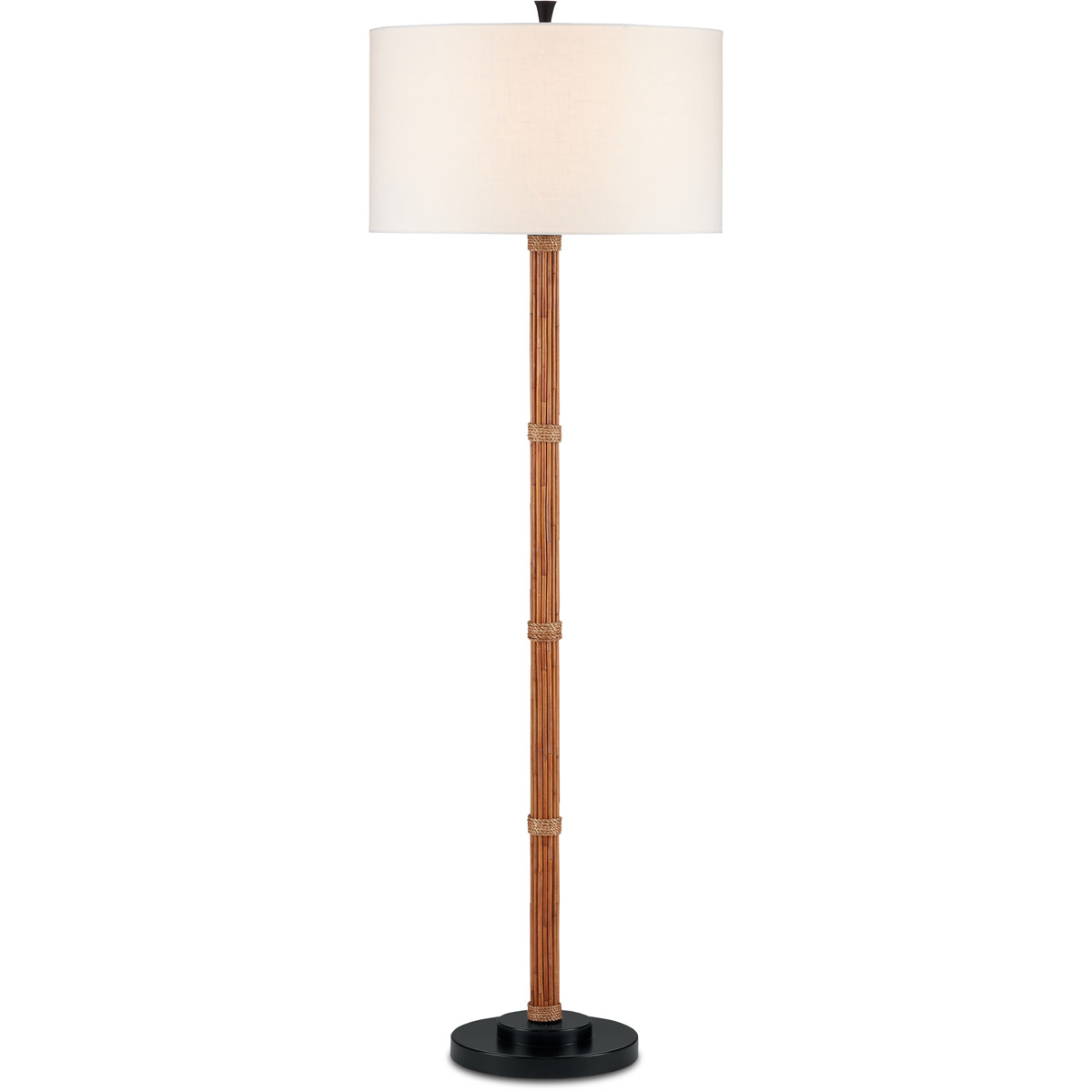 Currey & Company 8000-0103 Reed 66.5 inch 150 watt Natural Rattan/Natural Rope/Black Floor Lamp Portable Light