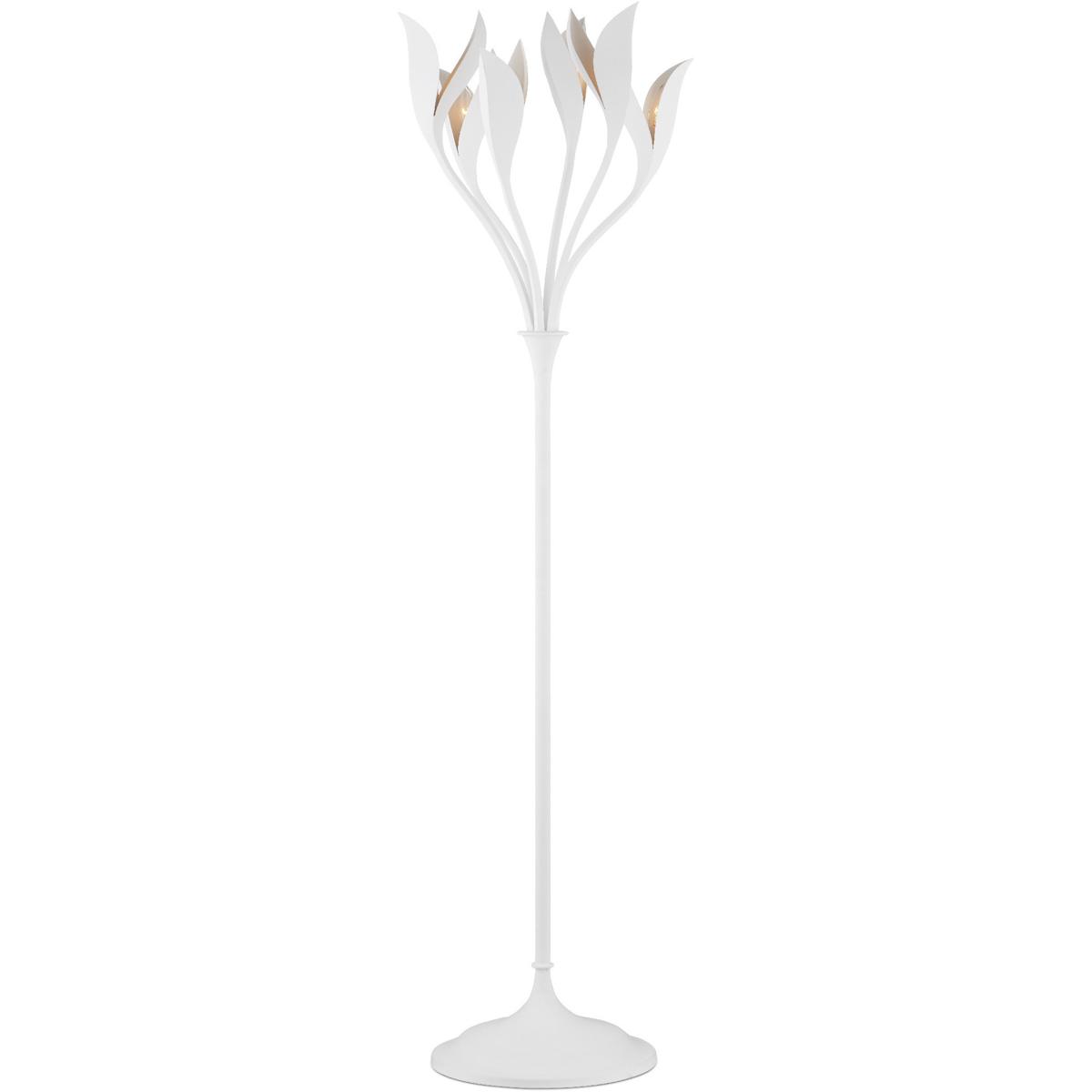 Currey & Company 8000-0160 Snowflower 71 inch 60 watt Gesso White Floor Lamp Portable Light