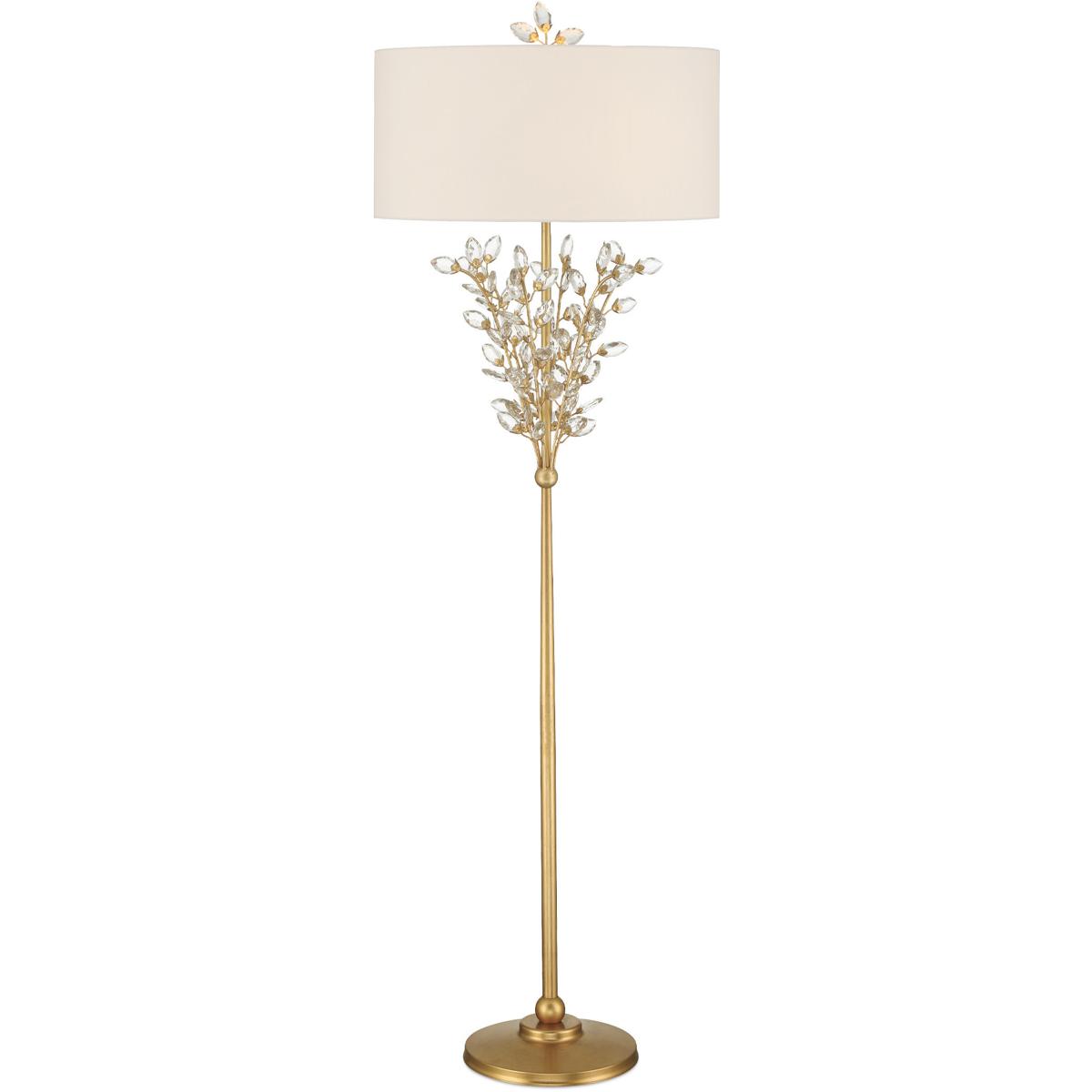 Currey & Company 8000-0168 Forget-Me-Not 66 inch 100 watt Clear and Chinois Gold Leaf Floor Lamp Portable Light