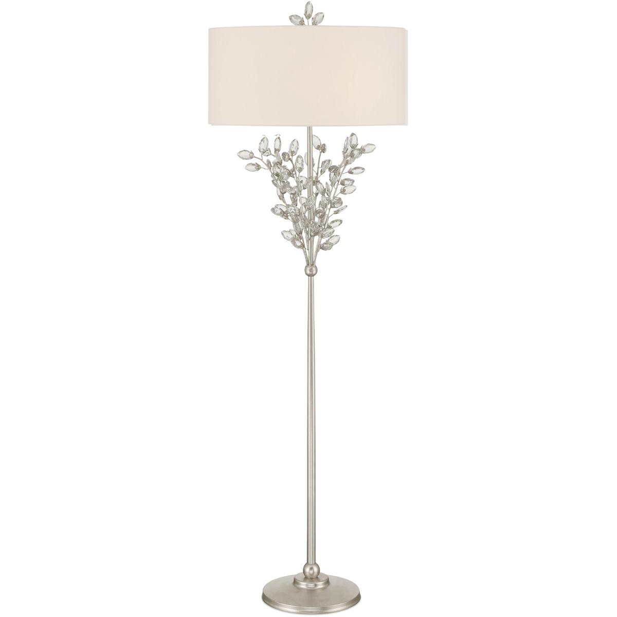 Currey & Company 8000-0169 Forget-Me-Not 66 inch 100 watt Clear and Silver Leaf Floor Lamp Portable Light