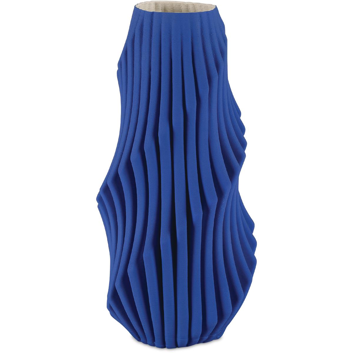 Currey & Company 1200-0892 Blue Pleat 13.75 X 6.75 inch Vase, Medium