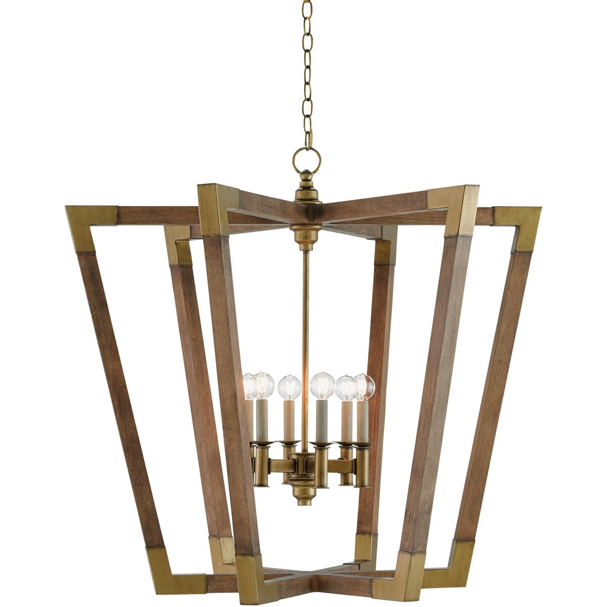 Currey & Company 9000-0008 Bastian 6 Light 37.25 inch Brass Chandelier Ceiling Light, Large