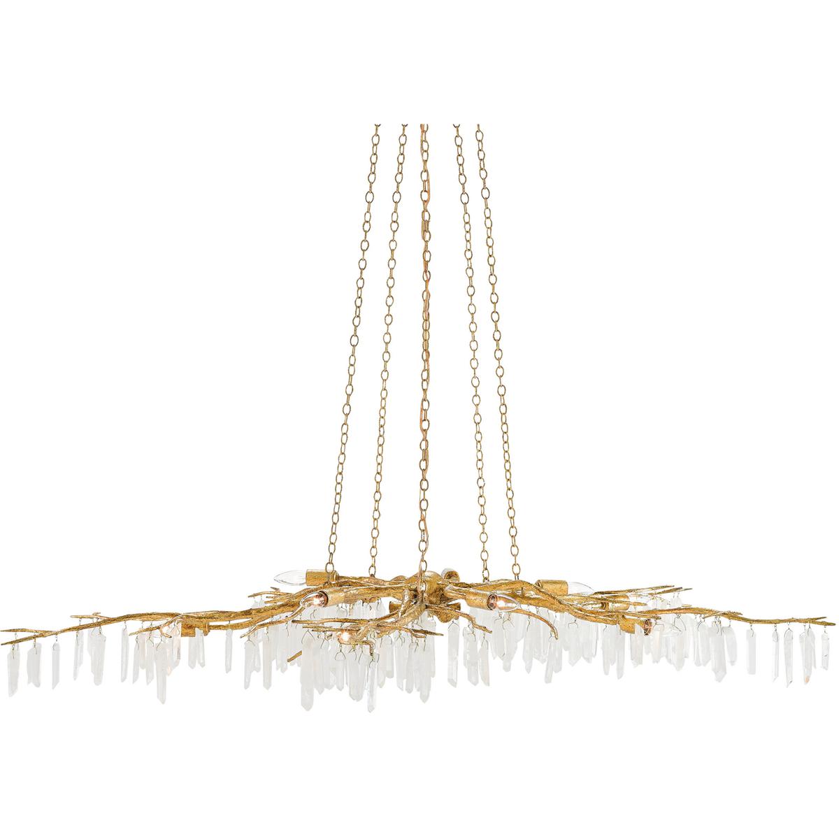 Currey & Company 9000-0040 Forest Light 10 Light 62 inch Washed Lucerne Gold Chandelier Ceiling Light, Aviva Stanoff Collection