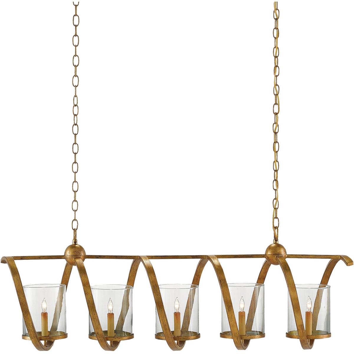 Currey & Company 9000-0054 Maximus 5 Light 47 inch Washed Gold Leaf Chandelier Ceiling Light