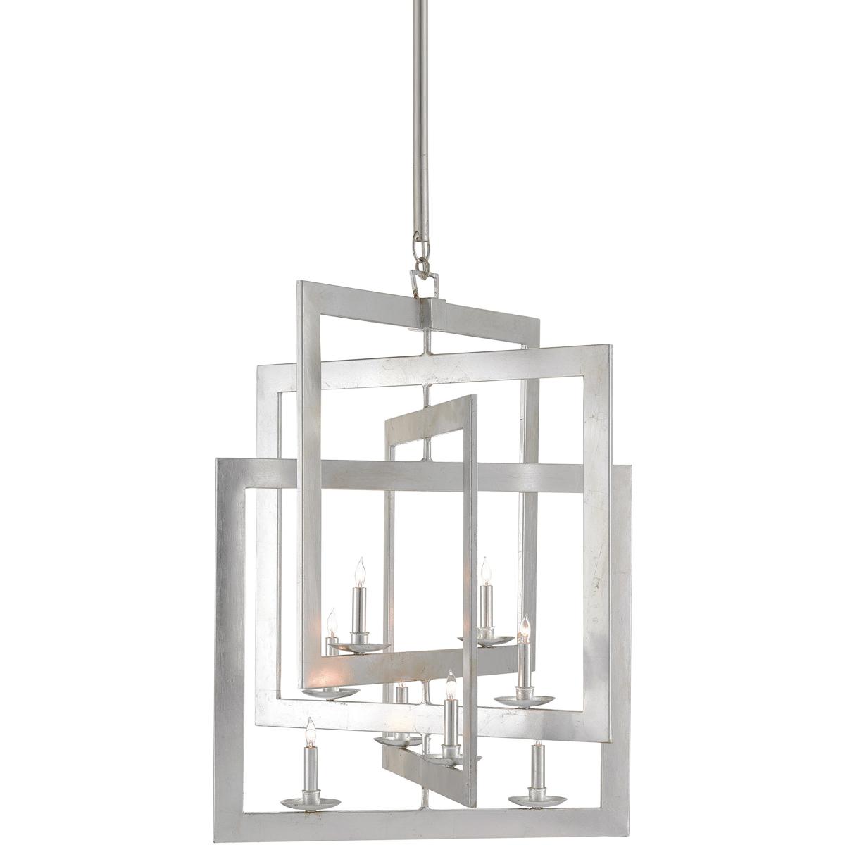 Currey & Company 9000-0056 Middleton 8 Light 28 inch Contemporary Silver Leaf Chandelier Ceiling Light, Large