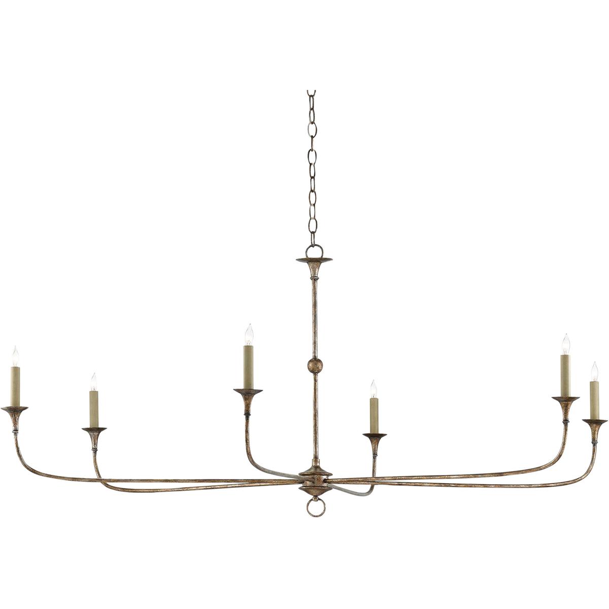 Currey & Company 9000-0135 Nottaway 6 Light 61 inch Pyrite Bronze Chandelier Ceiling Light, Large