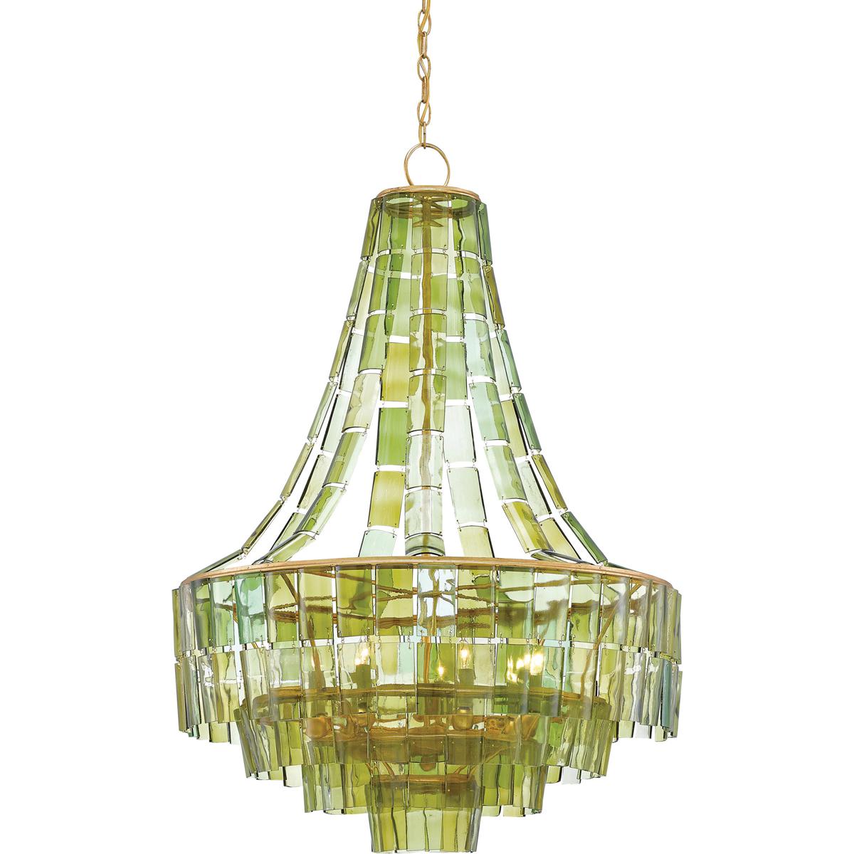 Currey & Company 9000-0147 Vintner 7 Light 27.25 inch Contemporary Gold Leaf Chandelier Ceiling Light