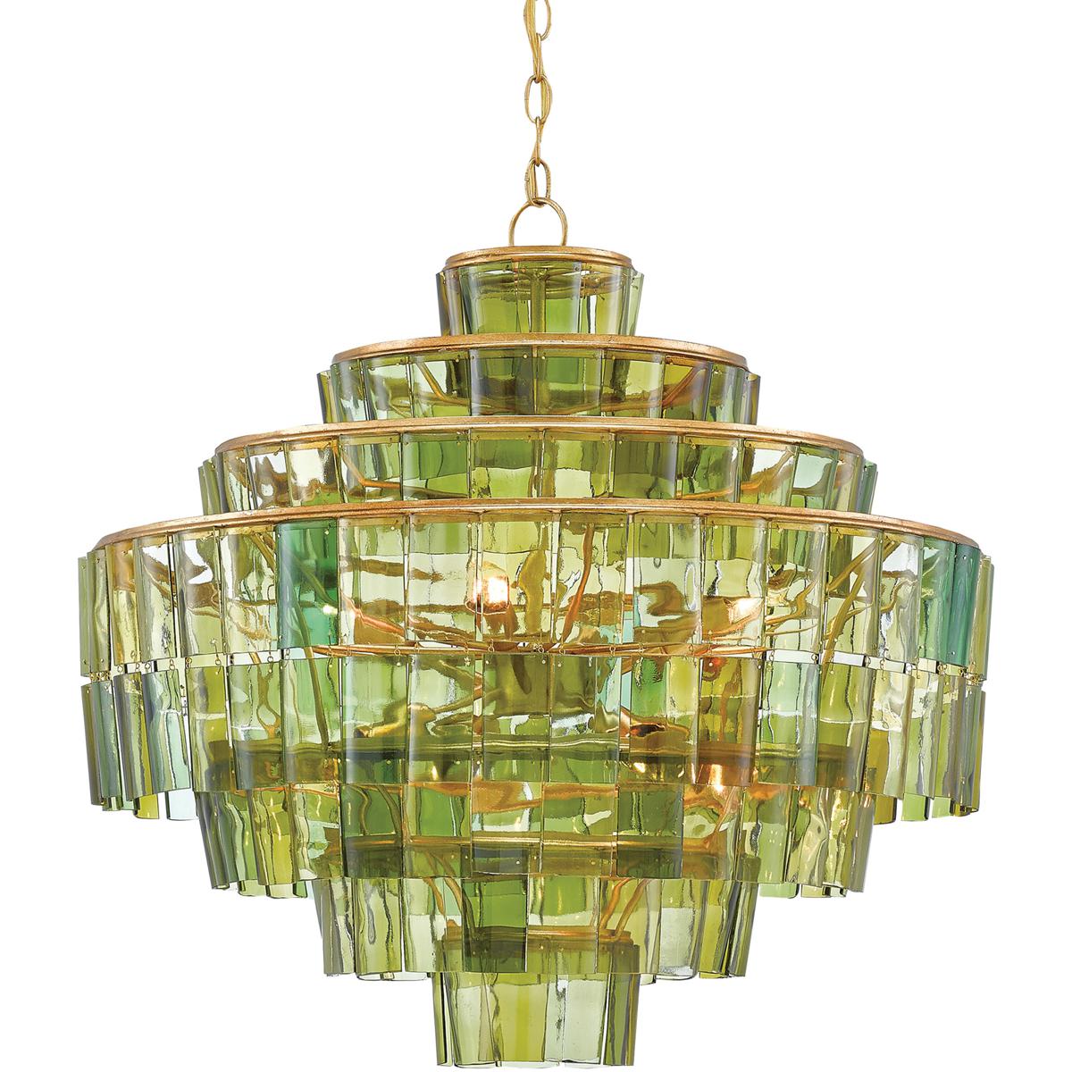 Currey & Company 9000-0148 Sommelier 8 Light 27 inch Dark Contemporary Gold Leaf Chandelier Ceiling Light