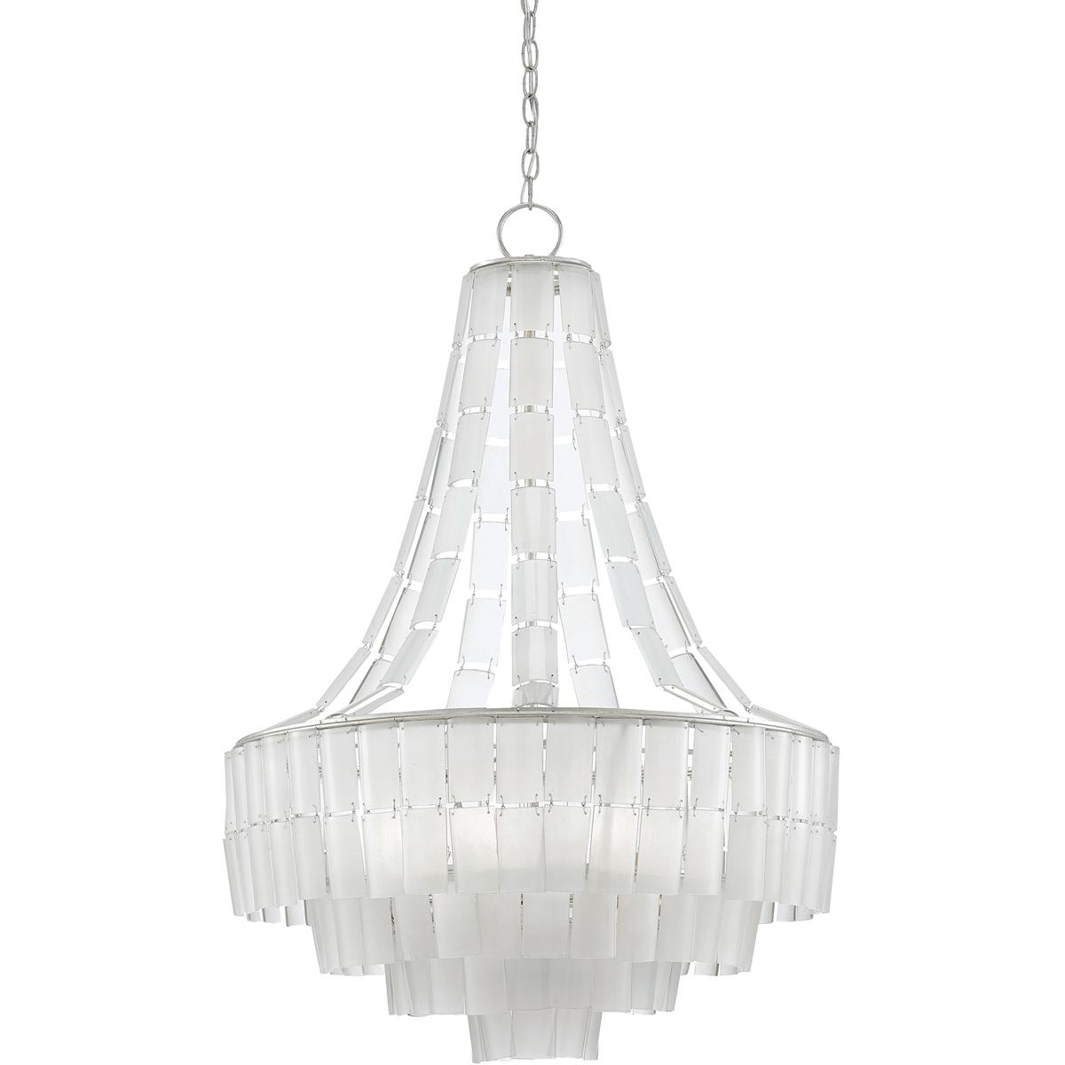 Currey & Company 9000-0159 Vintner Blanc 7 Light 27.25 inch Contemporary Silver Leaf Chandelier Ceiling Light