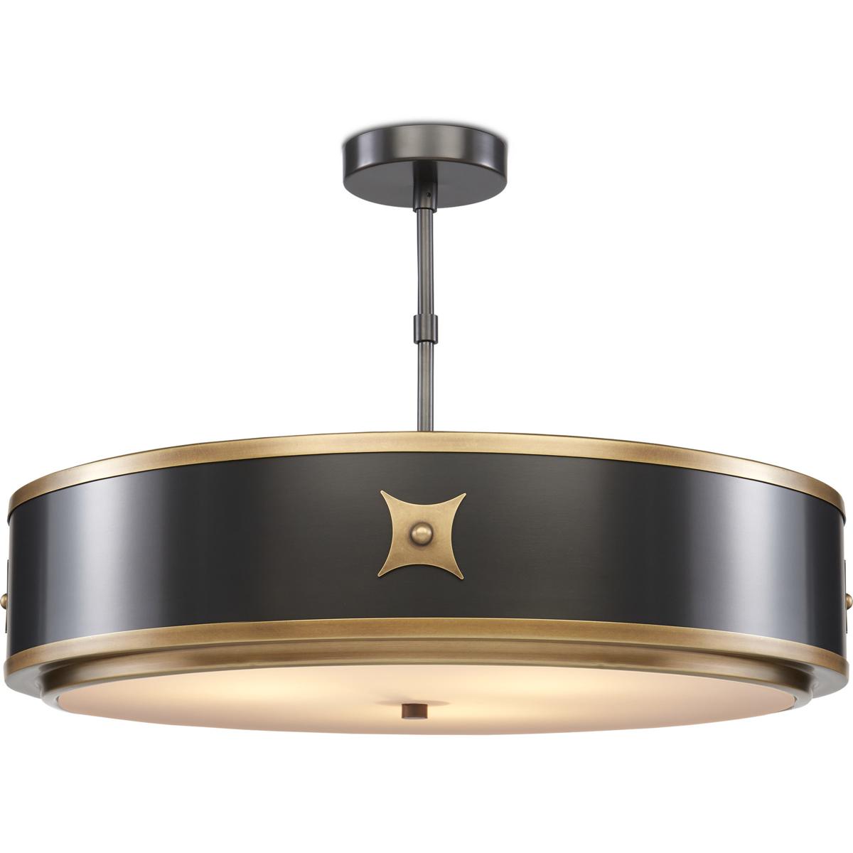 Currey & Company 9000-0171 Huntsman 3 Light 24.5 inch Satin Black Semi-Flush Mount Ceiling Light