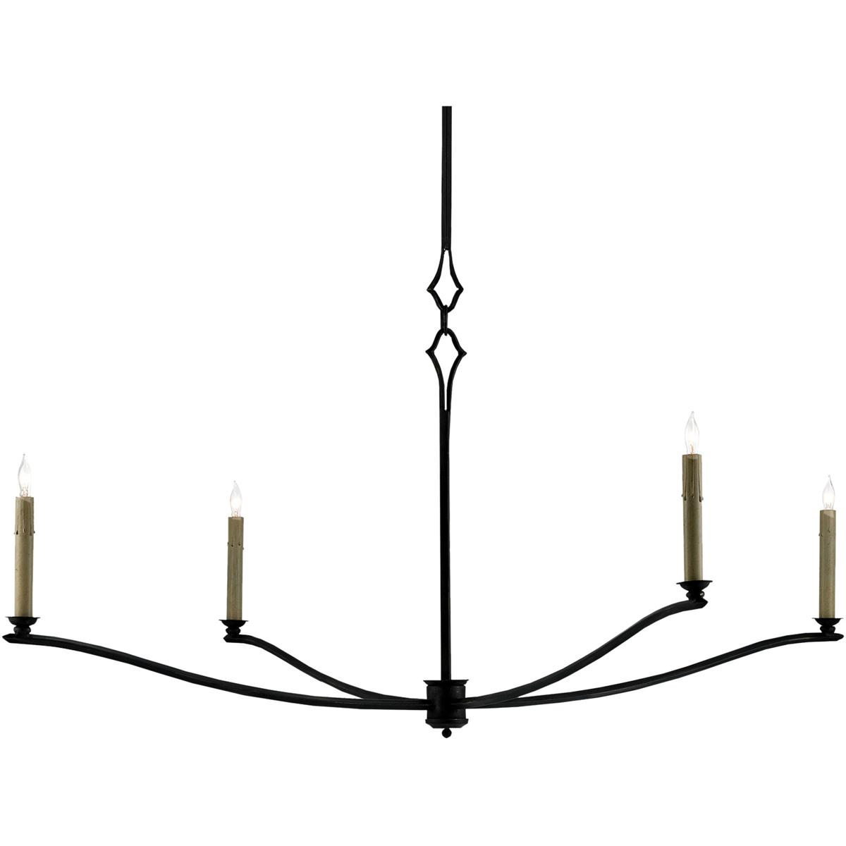Currey & Company 9000-0176 Knole 4 Light 49 inch French Black Chandelier Ceiling Light