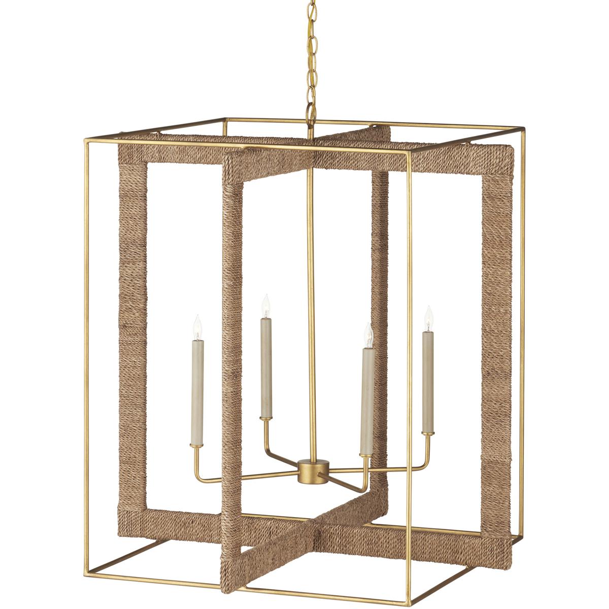 Currey & Company 9000-0217 Purebred 4 Light 32.25 inch Dark Contemporary Gold Leaf Chandelier Ceiling Light, Large