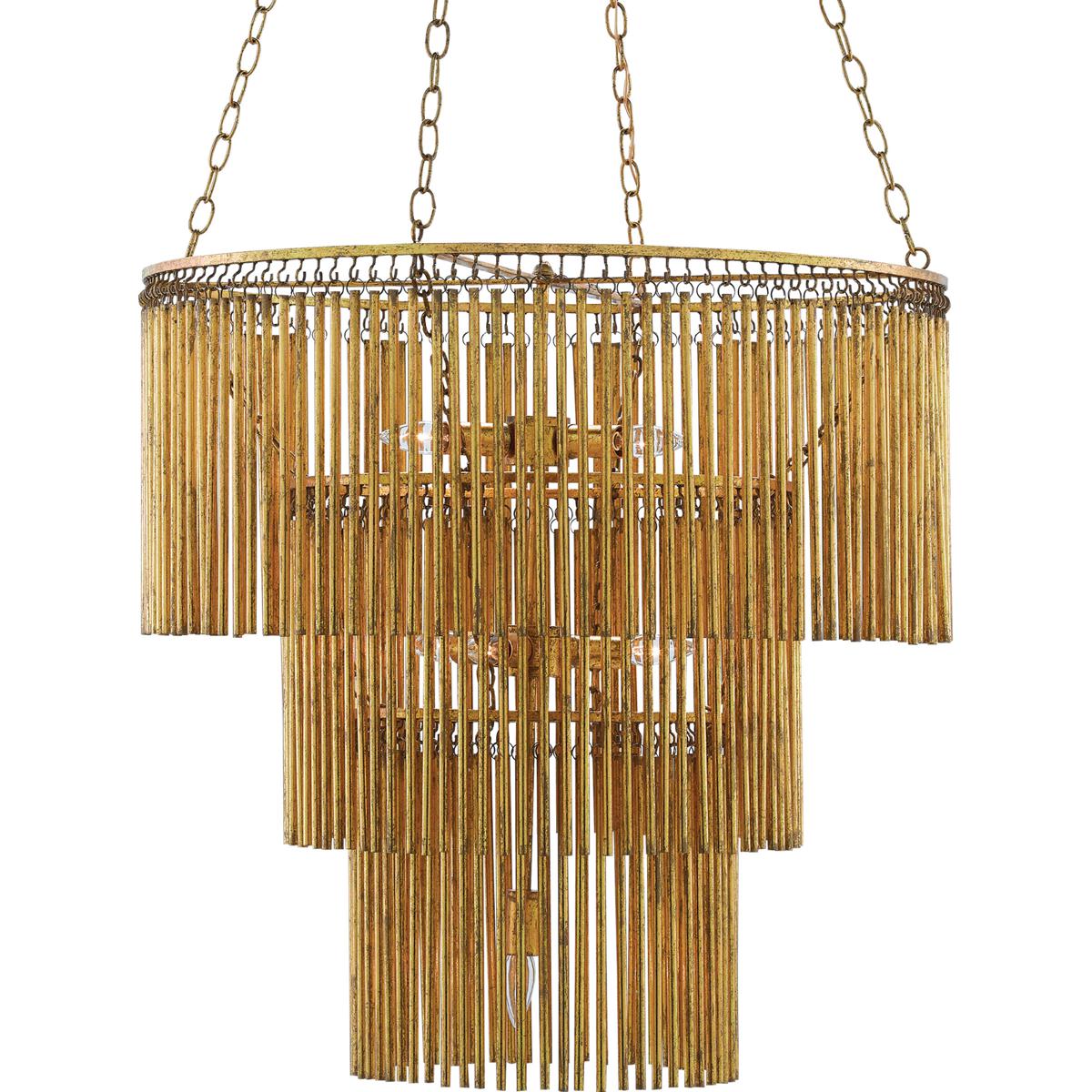 Currey & Company 9000-0247 Mantra 7 Light 30 inch Gold Leaf Chandelier Ceiling Light