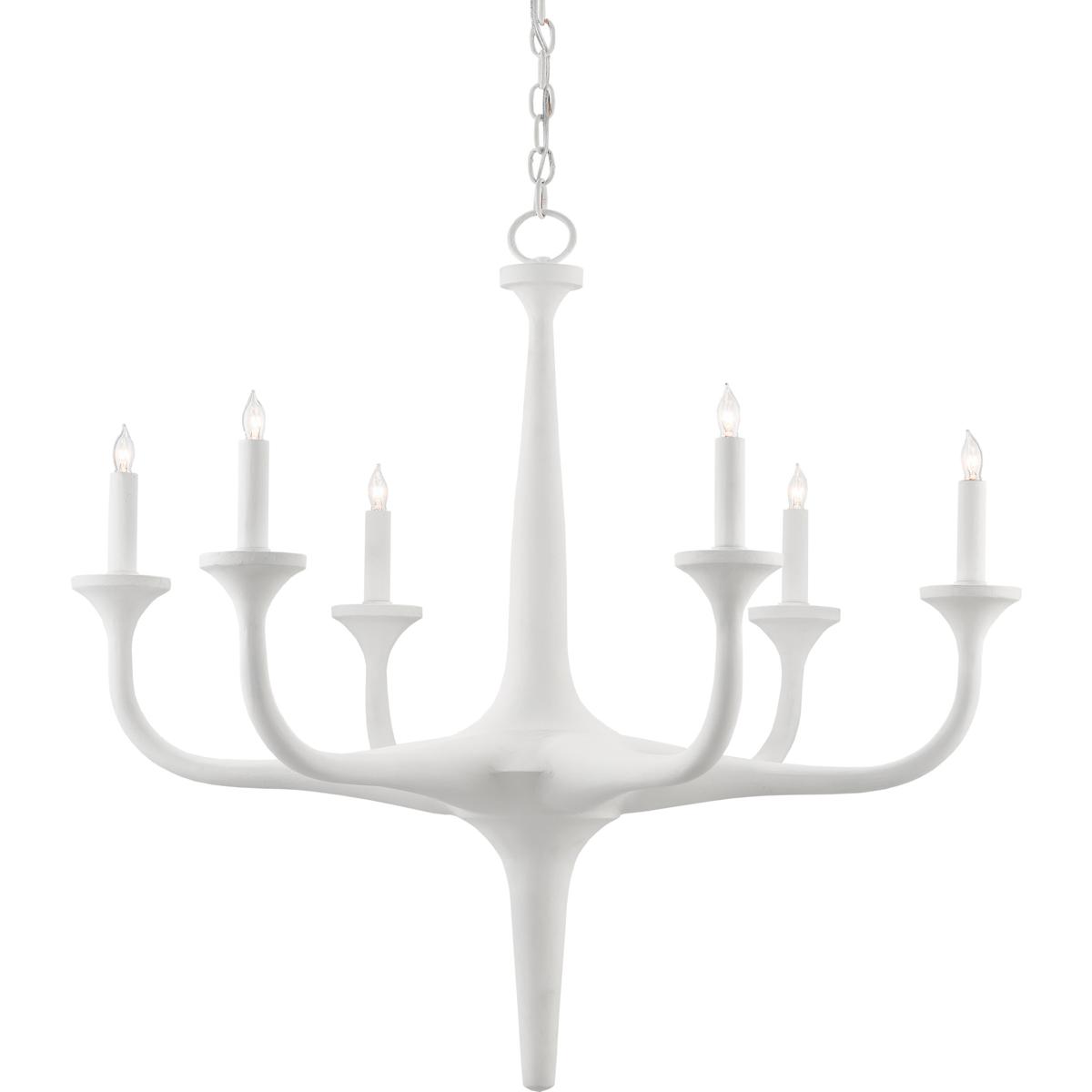 Currey  Company 90000255 Albion 6 Light 31 inch Gesso White Chandelier Ceiling Light