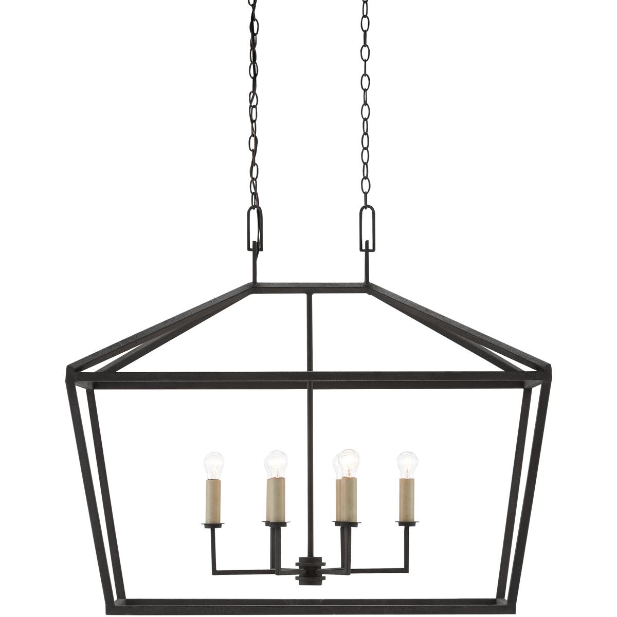 Currey & Company 9000-0289 Denison 6 Light 40 inch Mole Black Lantern Pendant Ceiling Light