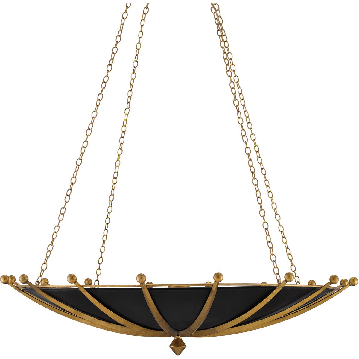 Currey & Company 9000-0319 Fontaine 6 Light 40.5 inch Antique Gold Leaf and Contemporary Gold Leaf and Satin Black Chandelier Ceiling Light