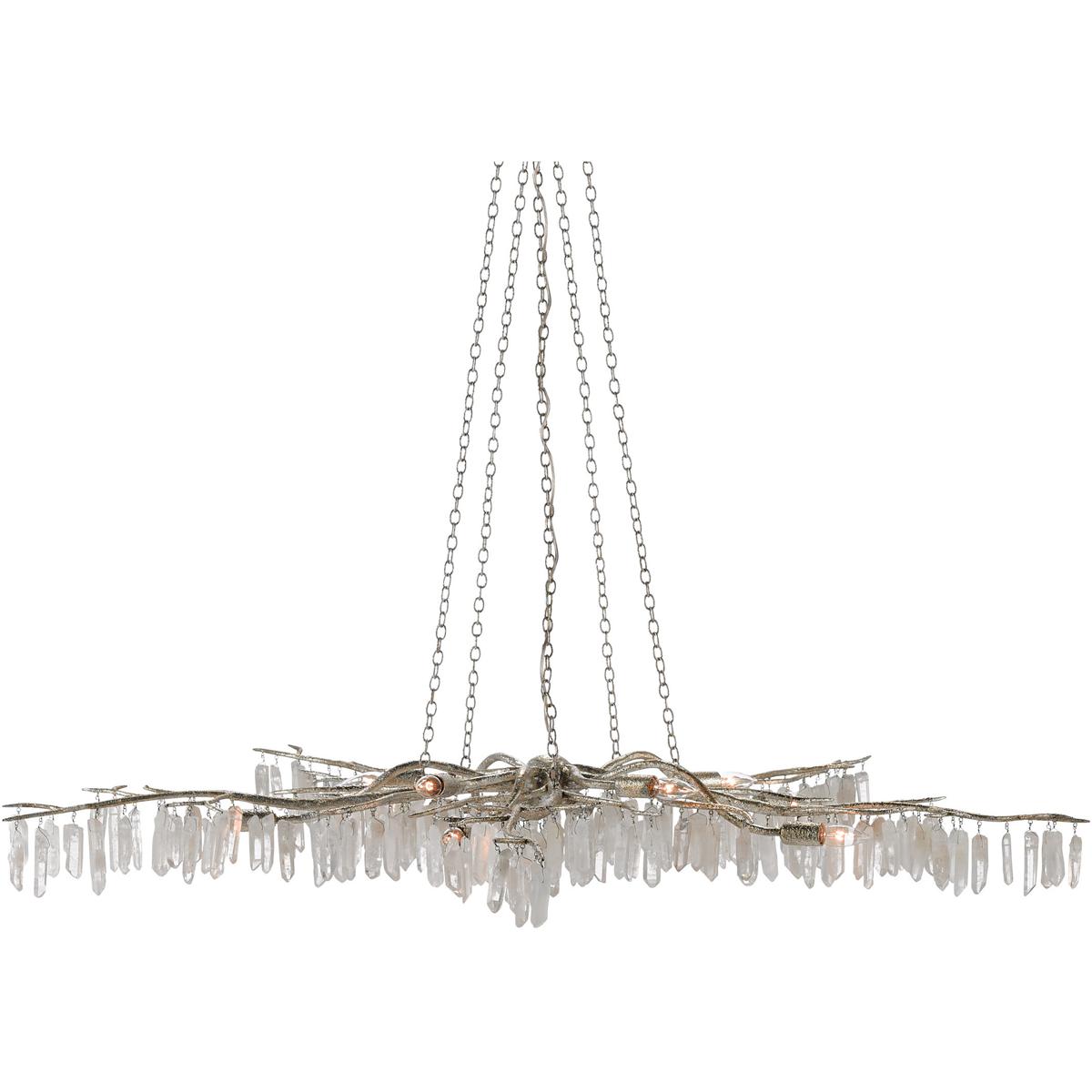 Currey & Company 9000-0368 Forest Light 10 Light 62 inch Textured Silver Chandelier Ceiling Light, Aviva Stanoff Collection