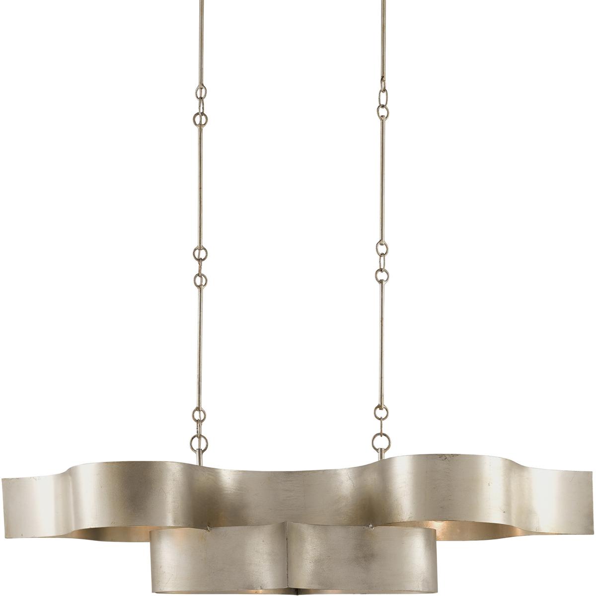 Currey & Company 9000-0372 Grand Lotus 6 Light 50.5 inch Contemporary Silver Leaf Chandelier Ceiling Light
